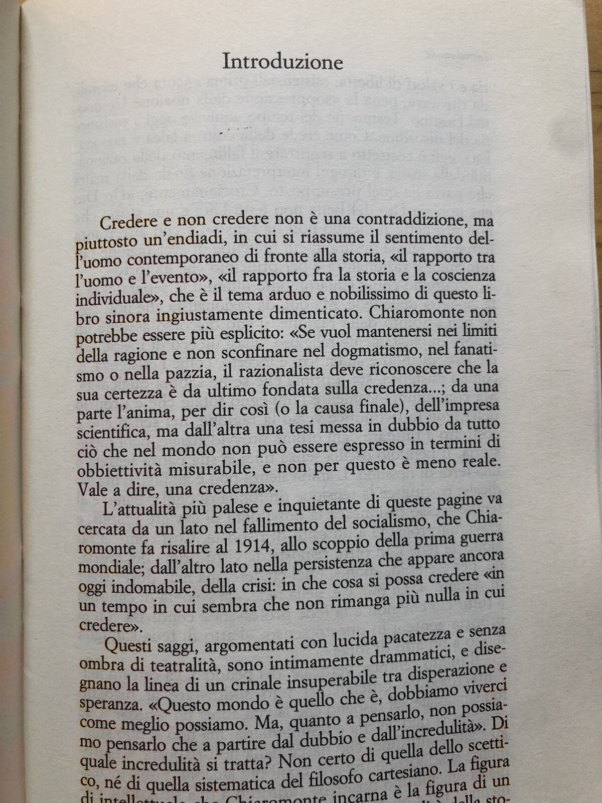 Credere e non credere, Nicola Chiaromonte - il Mulino 1993