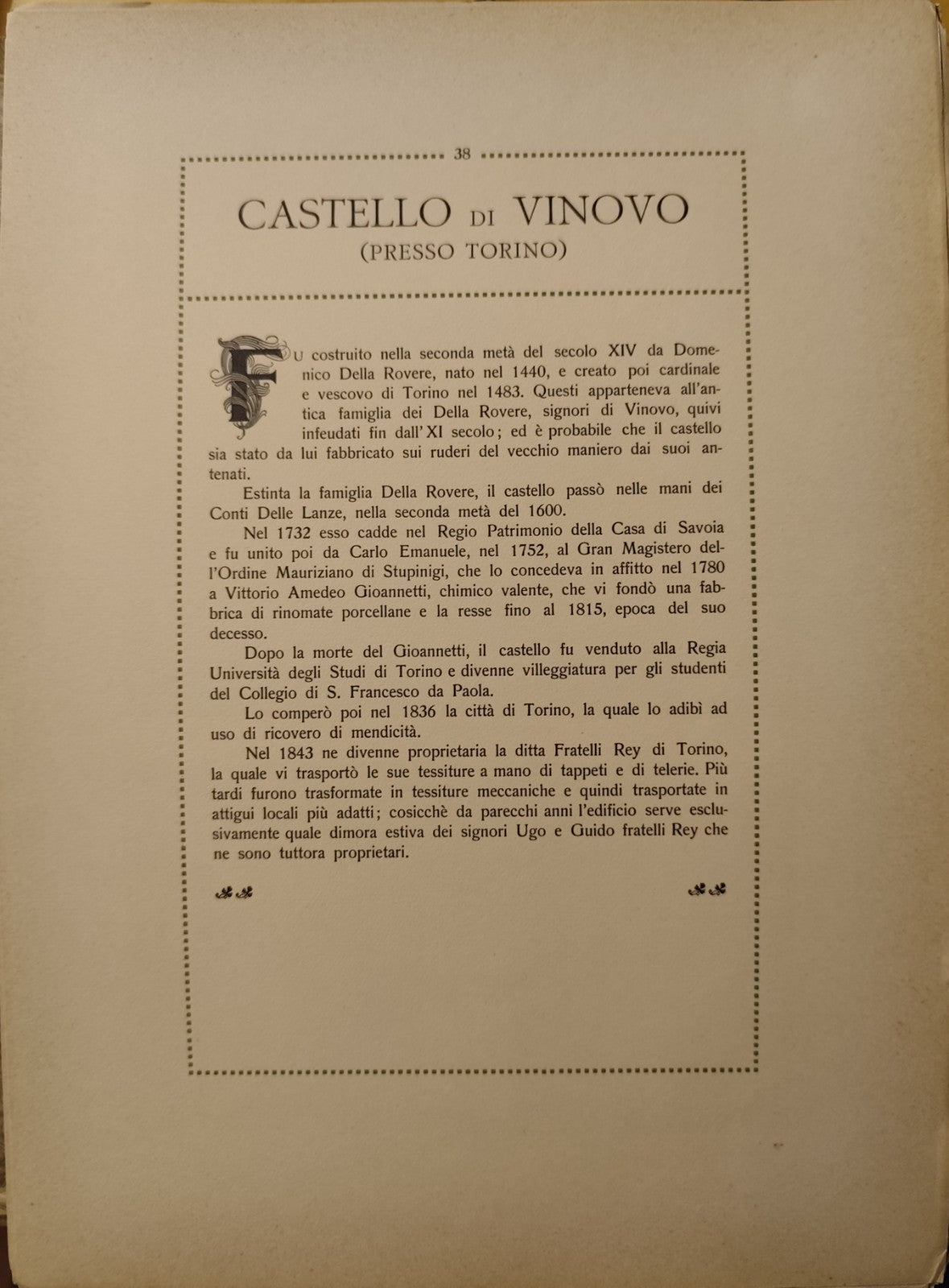 Ville e castelli d'Italia Piemonte e Liguria, Vittorio Cicala, Modiano, 1915