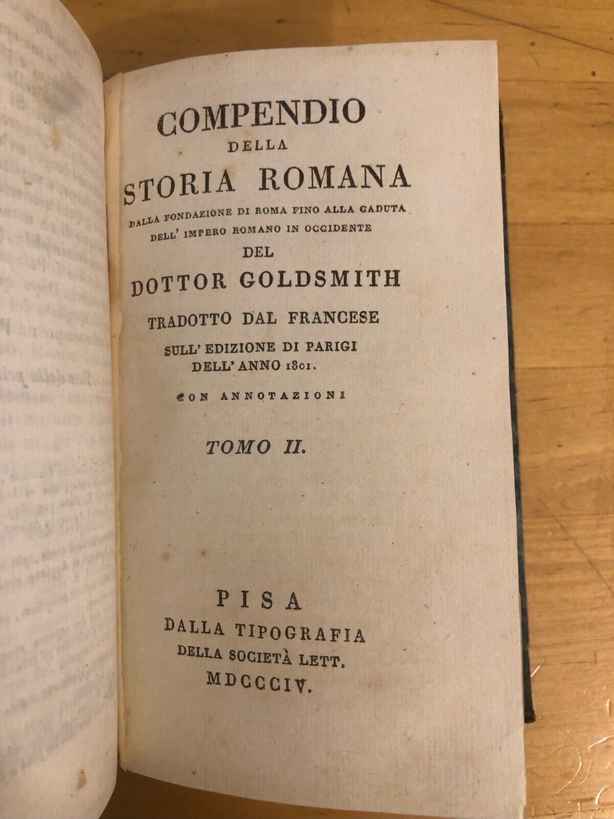 Compendio della Storia Romana, dalla fondazione . .Dottor Goldsmith 2 tomi, 1804