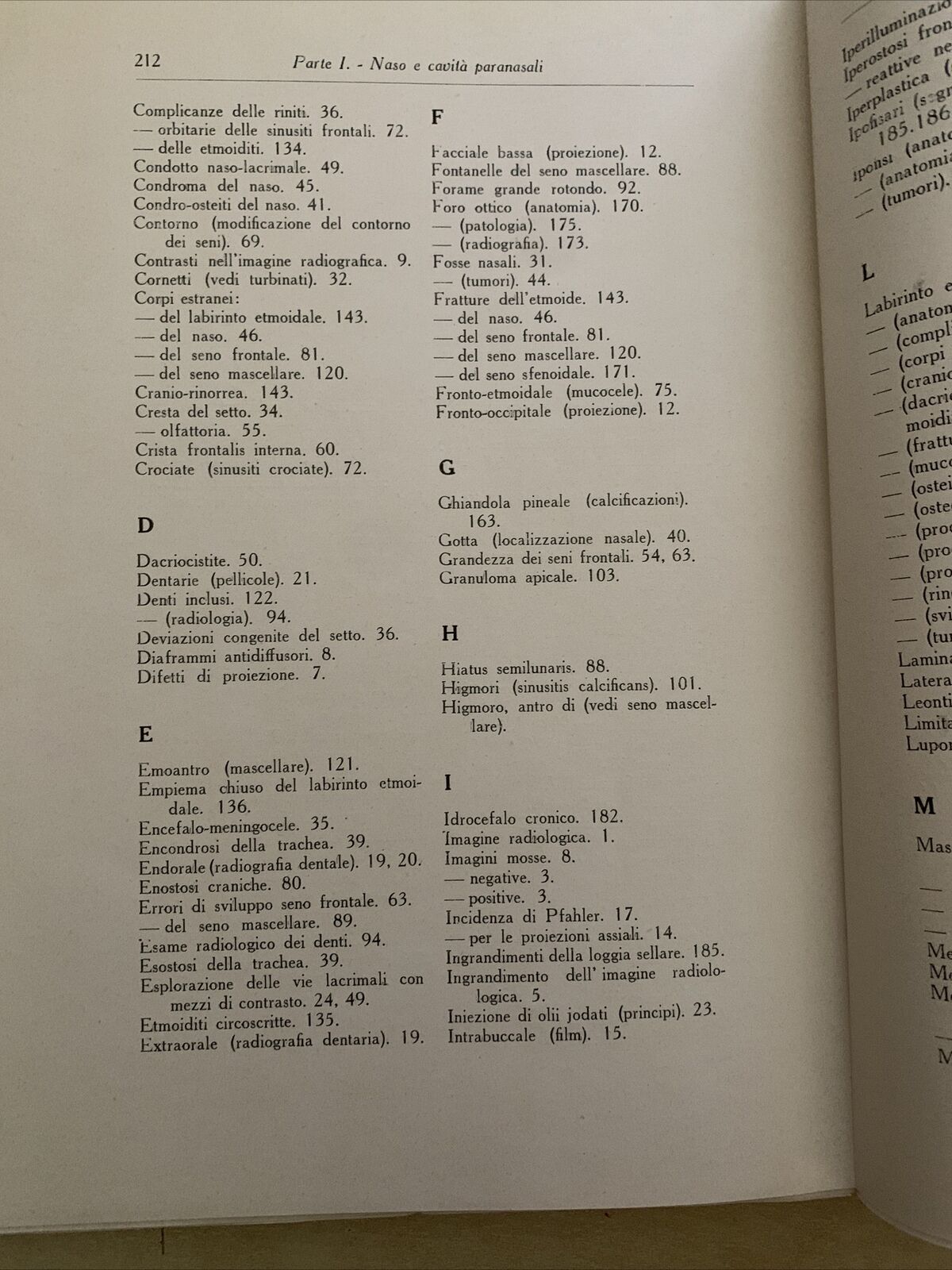 LA RADIOLOGIA IN OTORINO LARINGOLOGIA. G. LASCHI, VIGI. CAPPELLI 1931 #