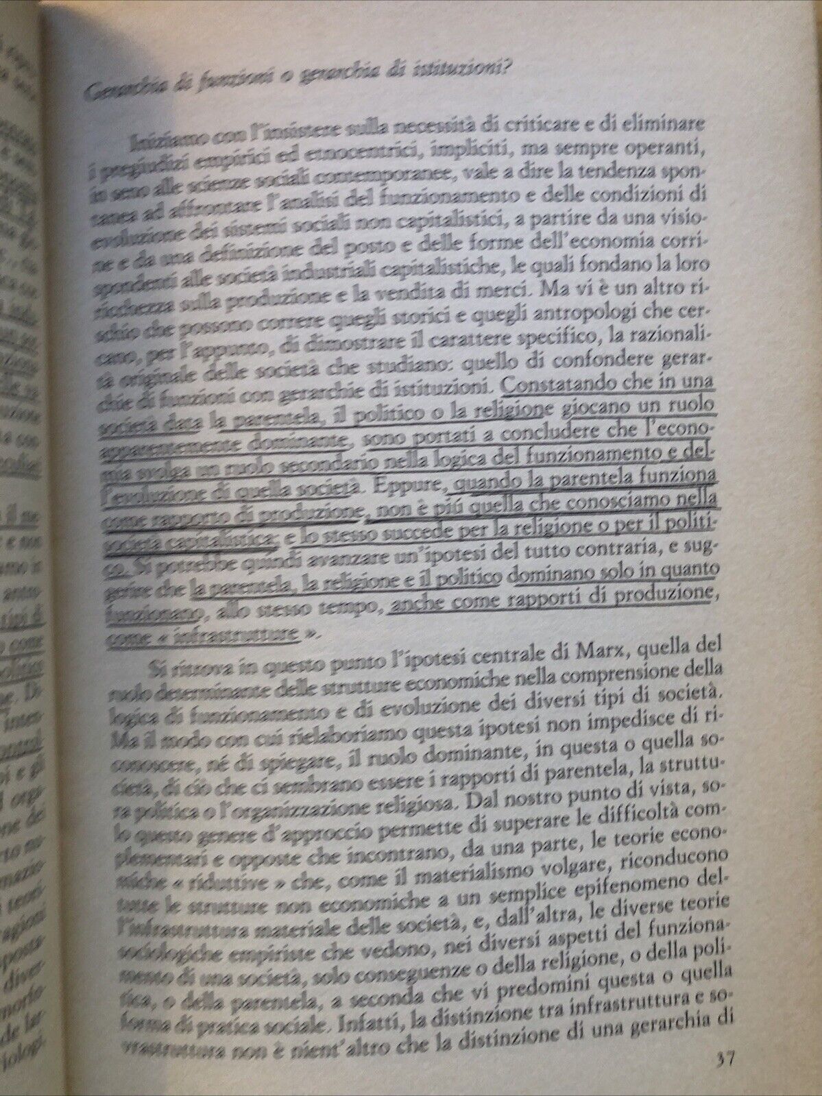 L'ideale e il materiale, Maurice Godelier - Editori Riuniti 1985 **sottolineato*