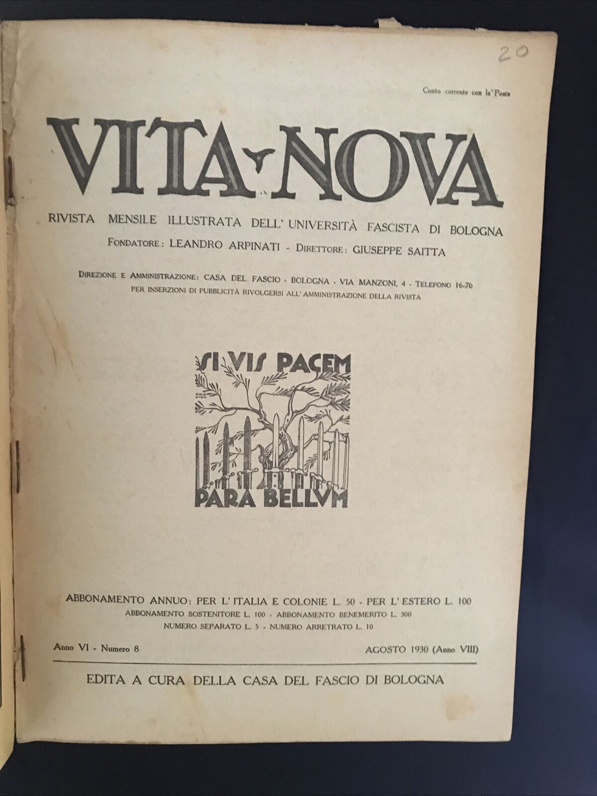 VITA NOVA N 8-ARPINATI G. SAITTA università di Bologna 1930