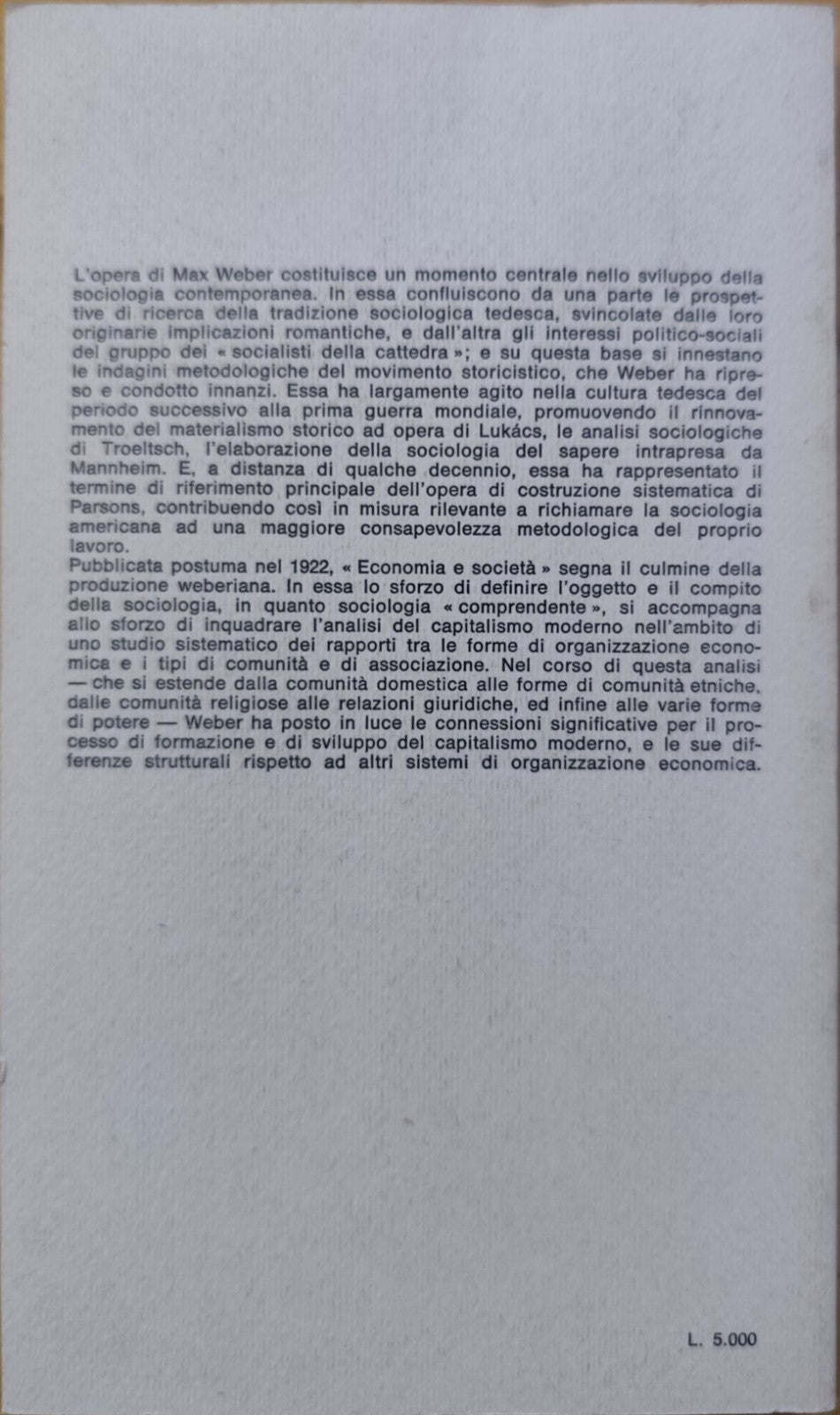Weber, Economia e società, Volume terzo, Sociologia, Ediz. di Comunità 1980