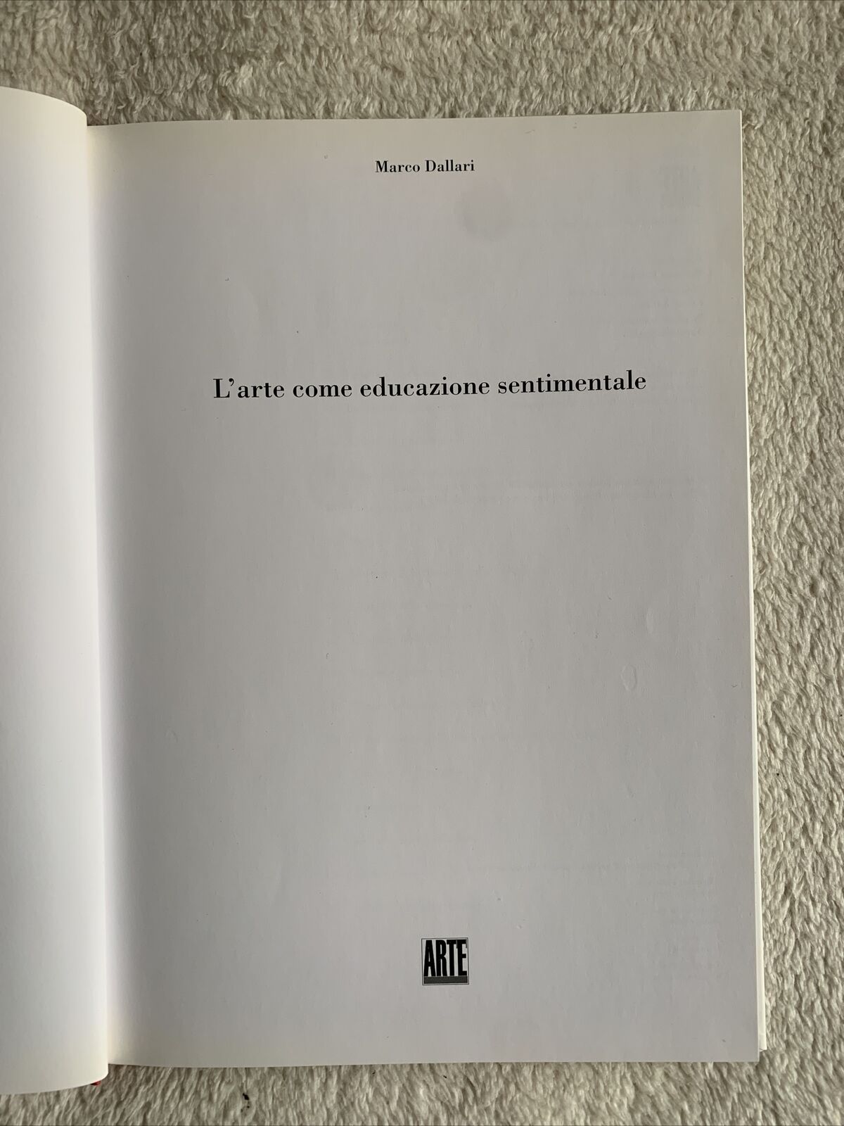 L'ARTE COME EDUCAZIONE SENTIMENTALE. MARCO DALLARI. ART'E' 2002
