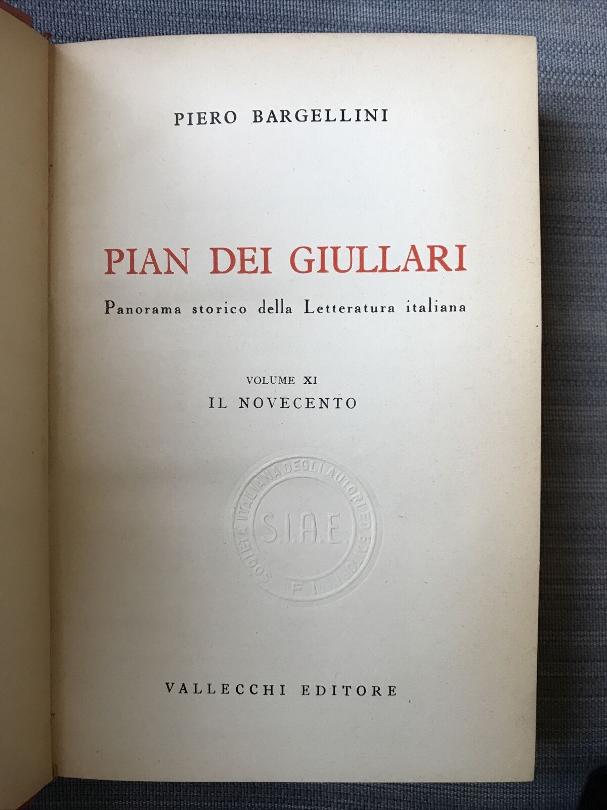 NOVECENTO, Piero Bargellini, Vallecchi editore