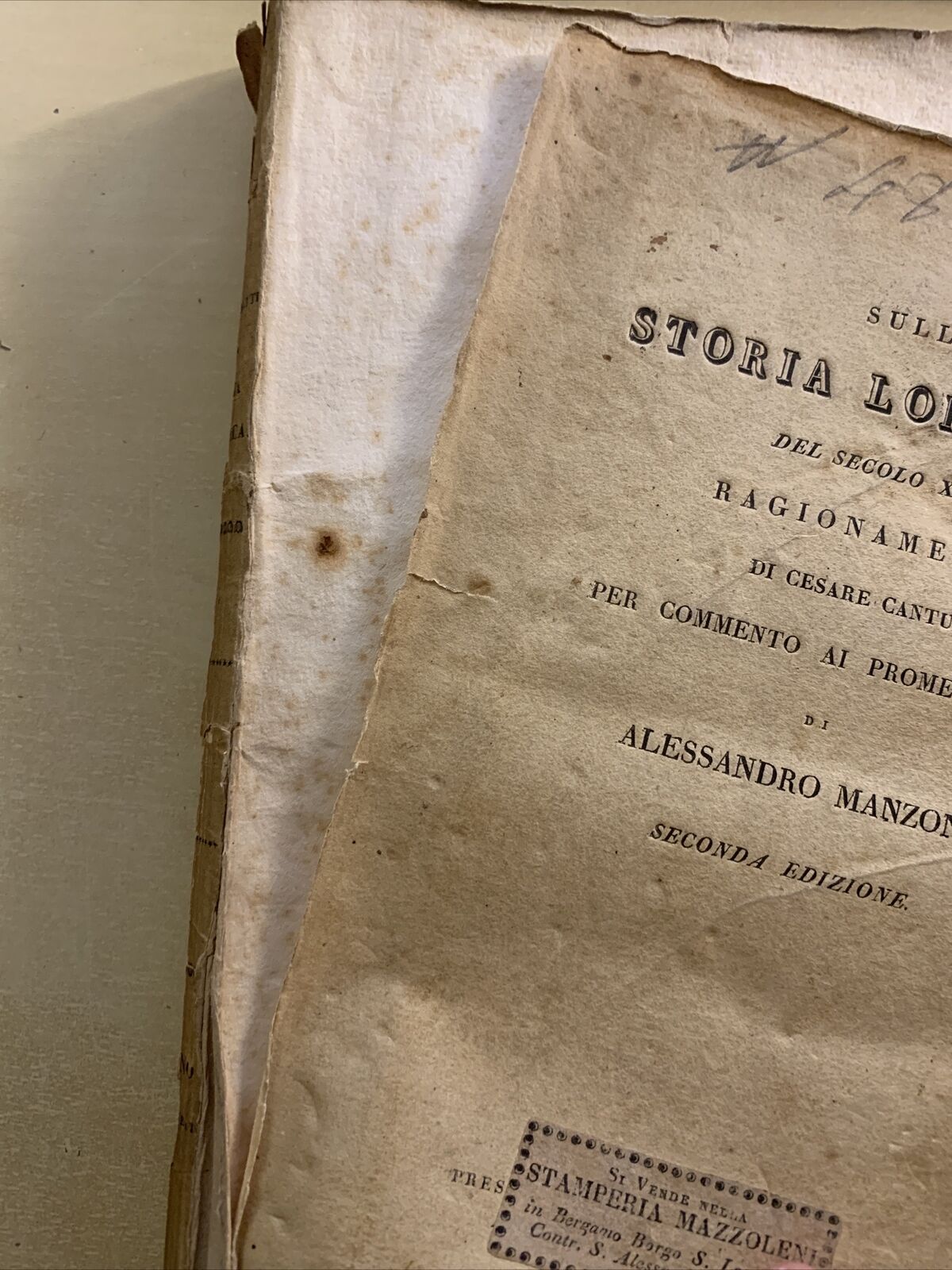 Sulla storia Lombarda del secolo xvii. Cesare Cantu'.Commento ai promessi sposi