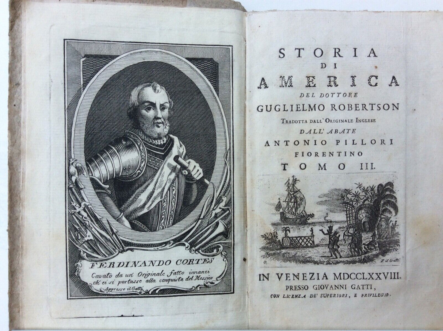 STORIA DI AMERICA, GUGLIELMO ROBERTSON, presso GIOVANNI GATTI, VENEZIA 1778
