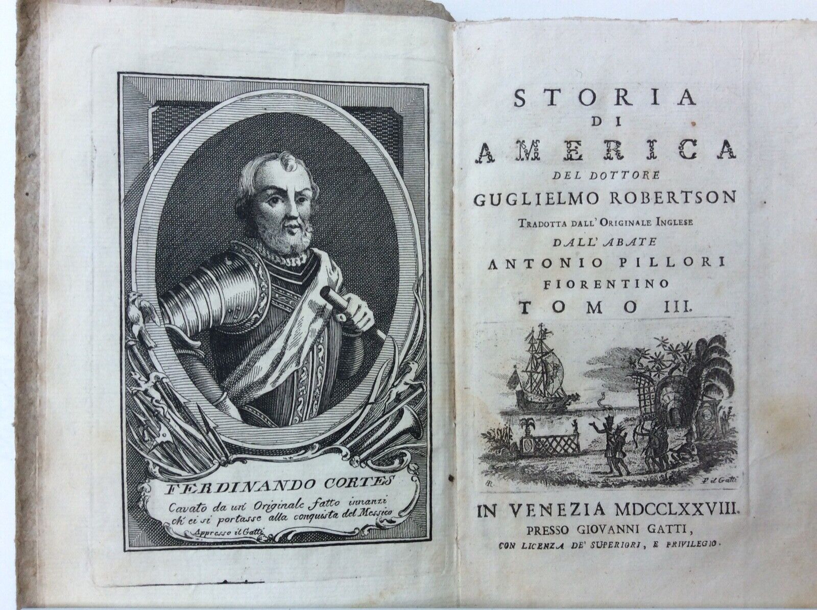 STORIA DI AMERICA, GUGLIELMO ROBERTSON, presso GIOVANNI GATTI, VENEZIA 1778