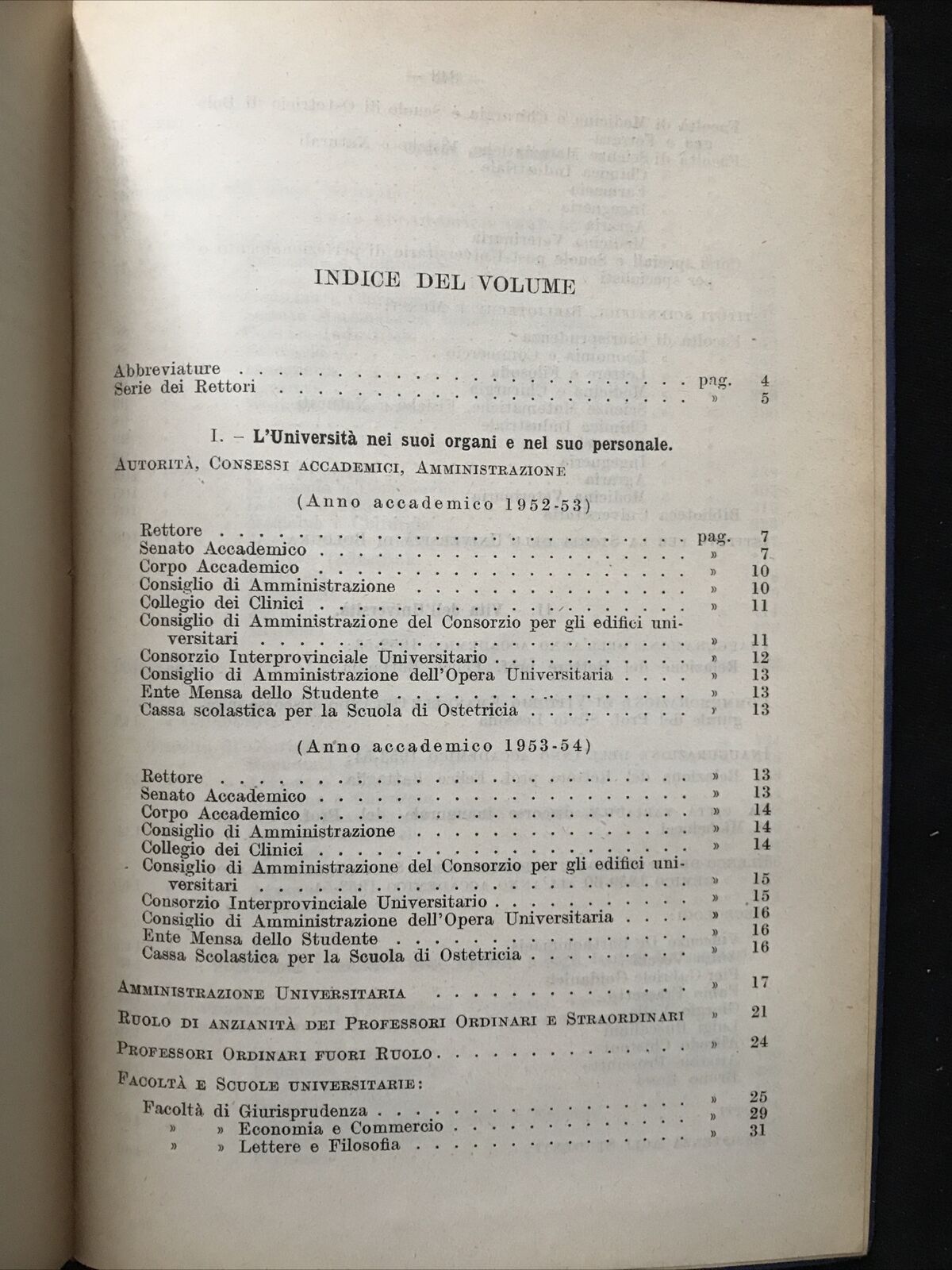 UNIVERSITÀ DI BOLOGNA - Annuario 1952-53 1953-54