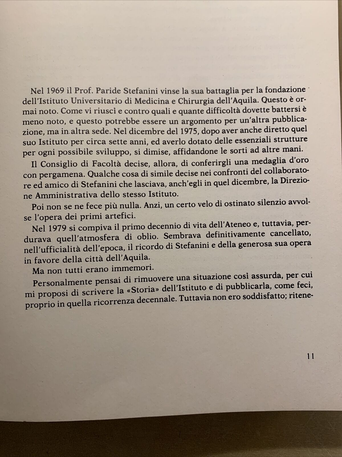 Omaggio a Paride Stefanini - Istituto Universitario di Medicina e Chirurgia 1982