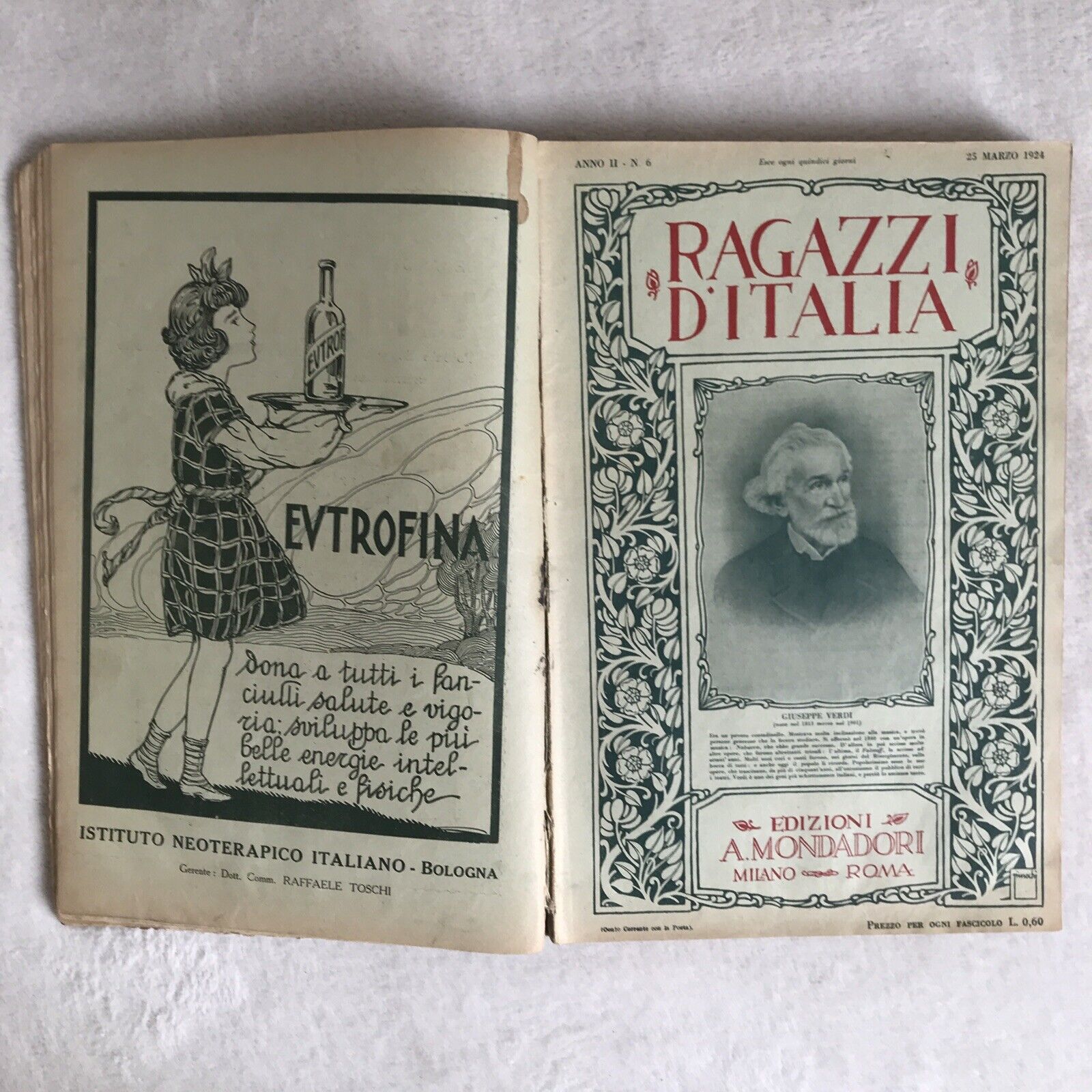 RAGAZZI D'ITALIA, anno II completo, quindicinale 24 numeri.annata 1924 MONDADORI