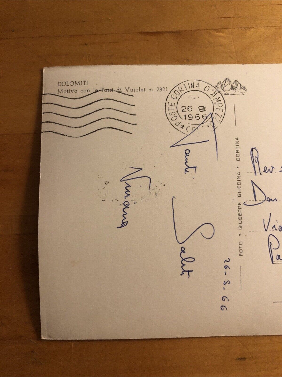 Cartolina DOLOMITI TORRI DI VAJOLET,  viaggiata 1966