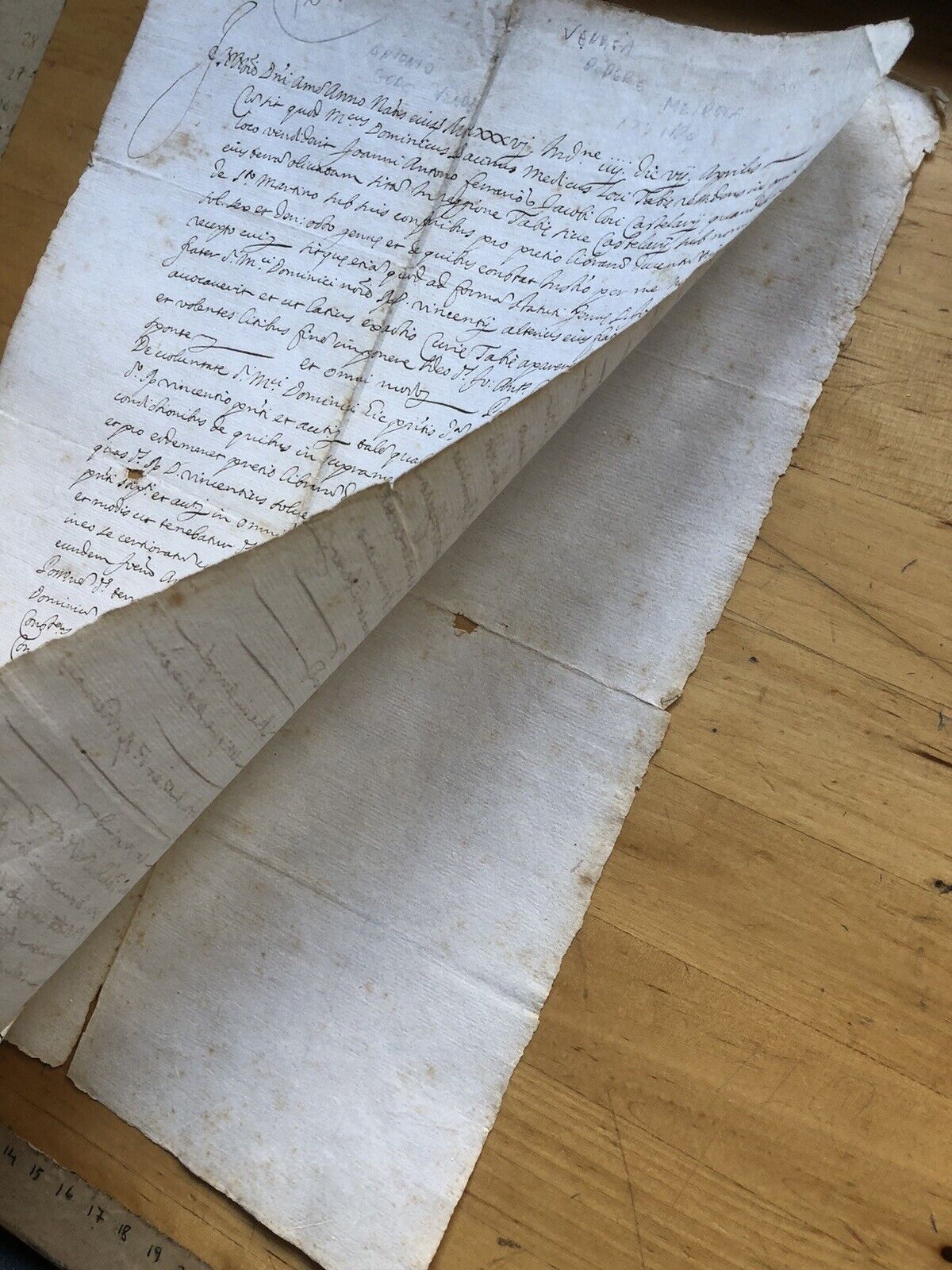 Antico manoscritto Meldola - Forlì Cesena. Vendita Podere 1636