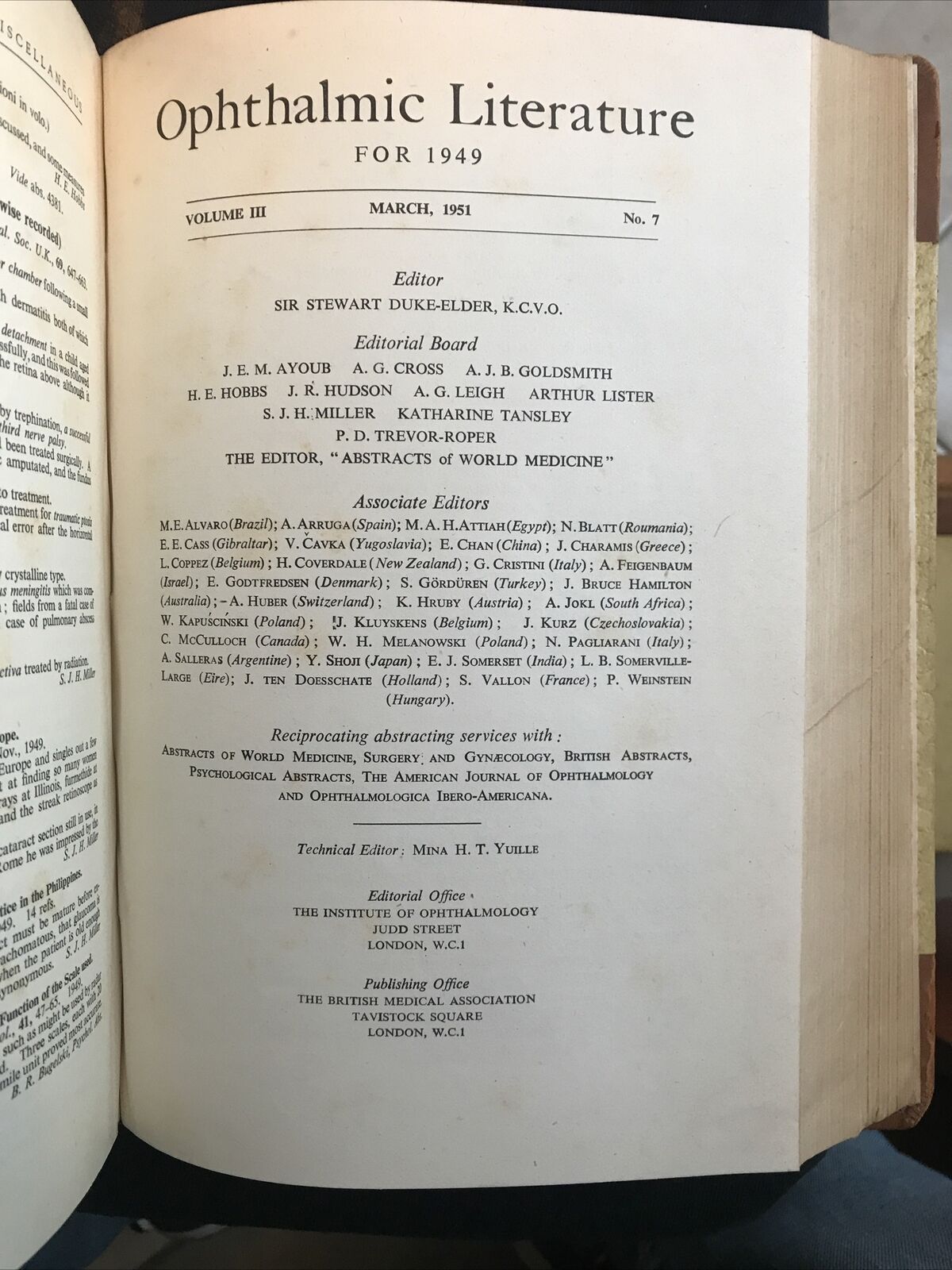 OPHTHALMIC LITERATURE - OFTALMOLOGIA 1949 Stewart Duke Elder voll. 3 pt.5-6-7