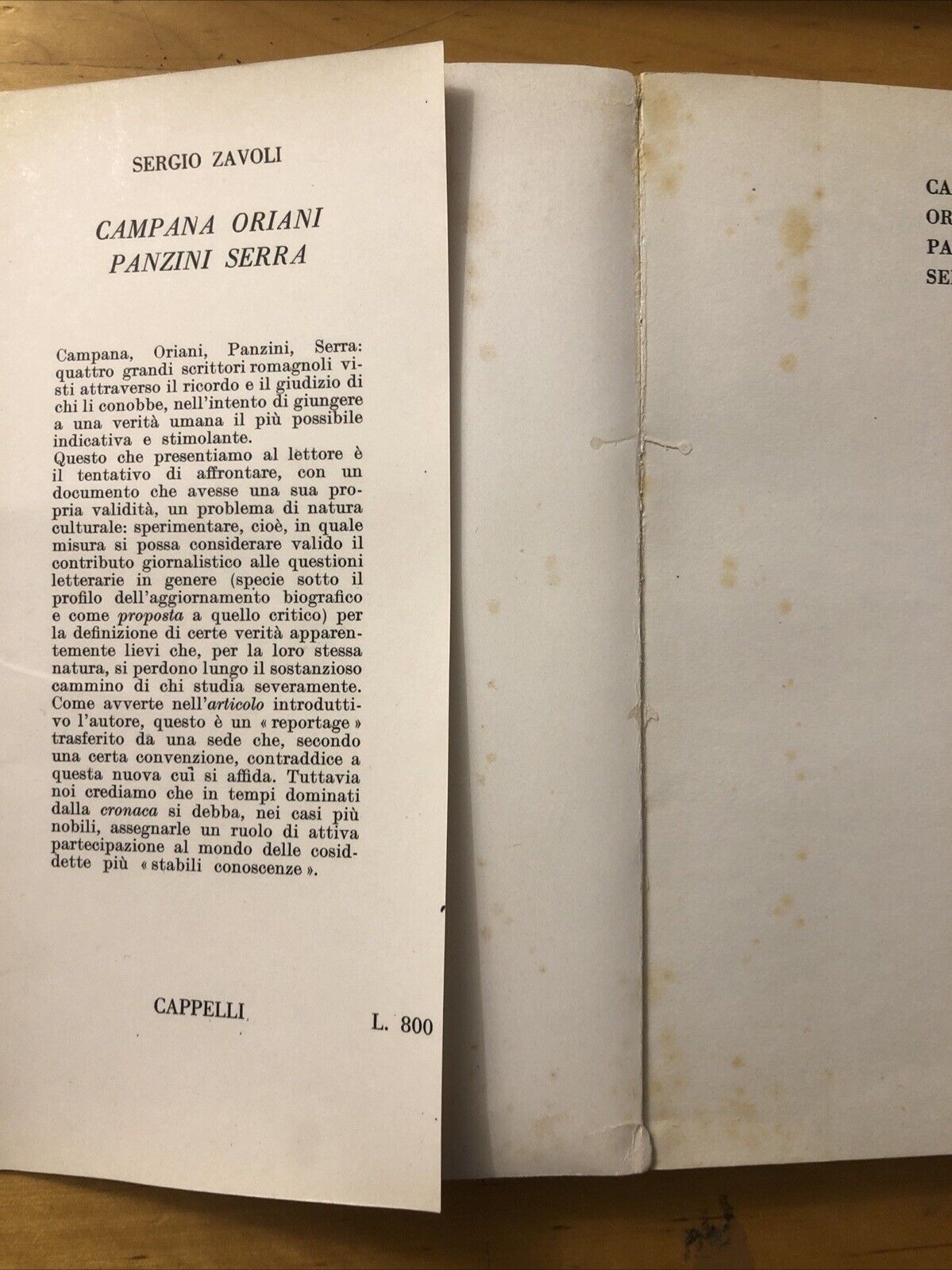 Campana Oriani Panzini Serra, testimonianze raccolte in Romagna - Sergio Zavoli