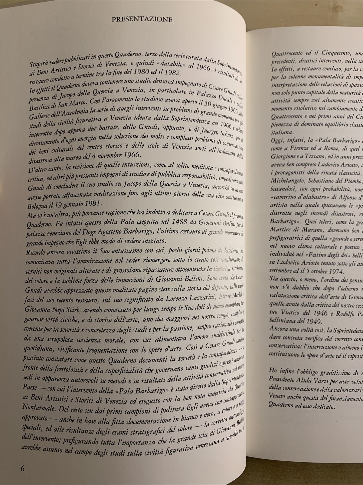 LA PALA BARBARIGO DI GIOVANNI BELLINI - quaderni beni artistici di Venezia 1983#