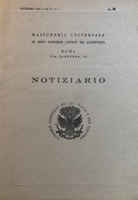 Massoneria Universale di rito scozzese - Notiziario, n. 6 - 1948