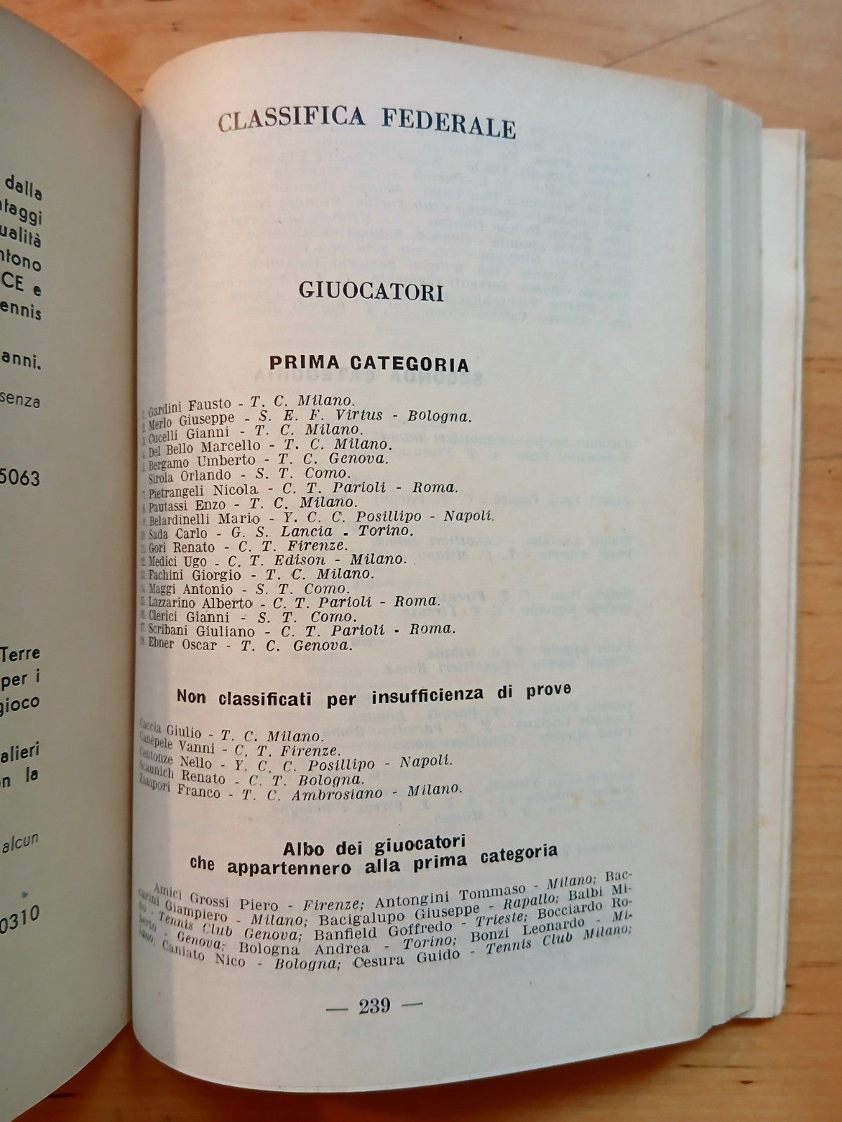 Federazione Italiana tennis annuario 1954