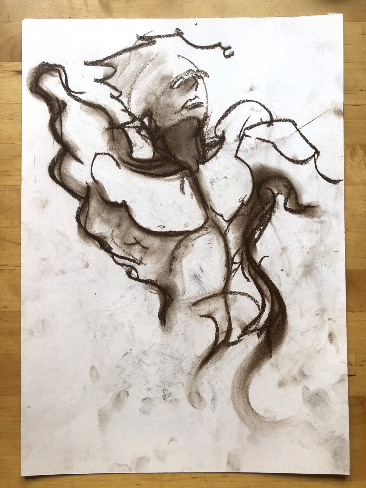 Disegno carboncino studio maschile - Astratto schizzo bozzetto a mano di nudo