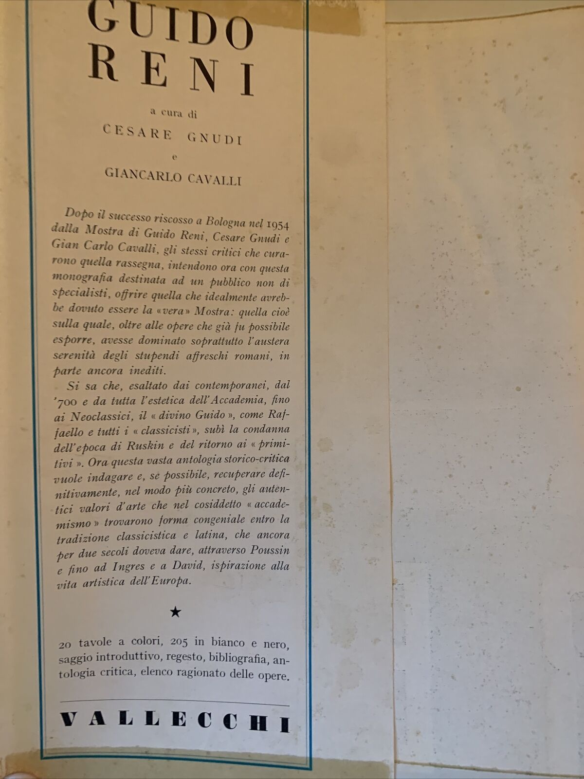 GUIDO RENI. Vallecchi editore. Cesare Gnudi 1955