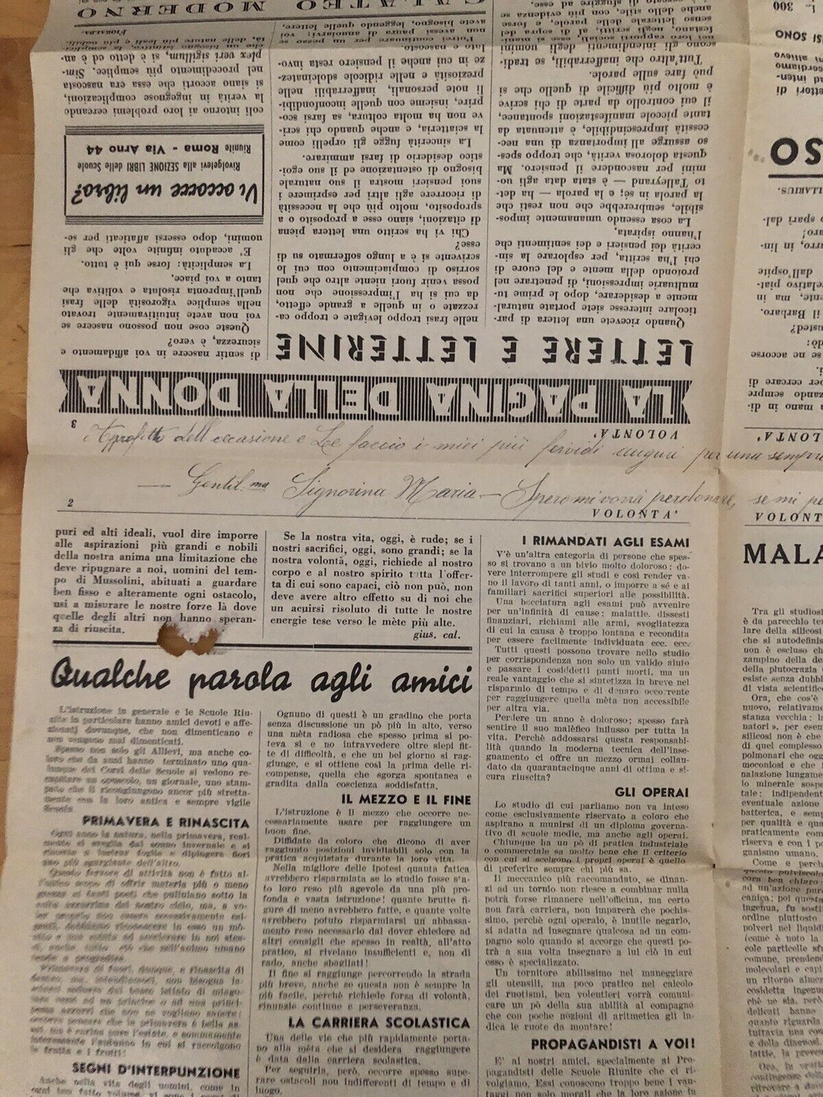 Volontà giornale quindicinale d'informazioni didattiche e notizie varie 1939