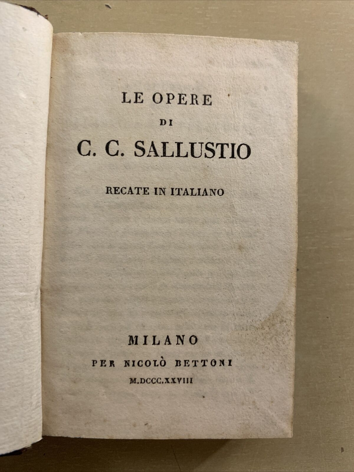 Le opere di C. C. Sallustio. Nicolò Bettoni 1828