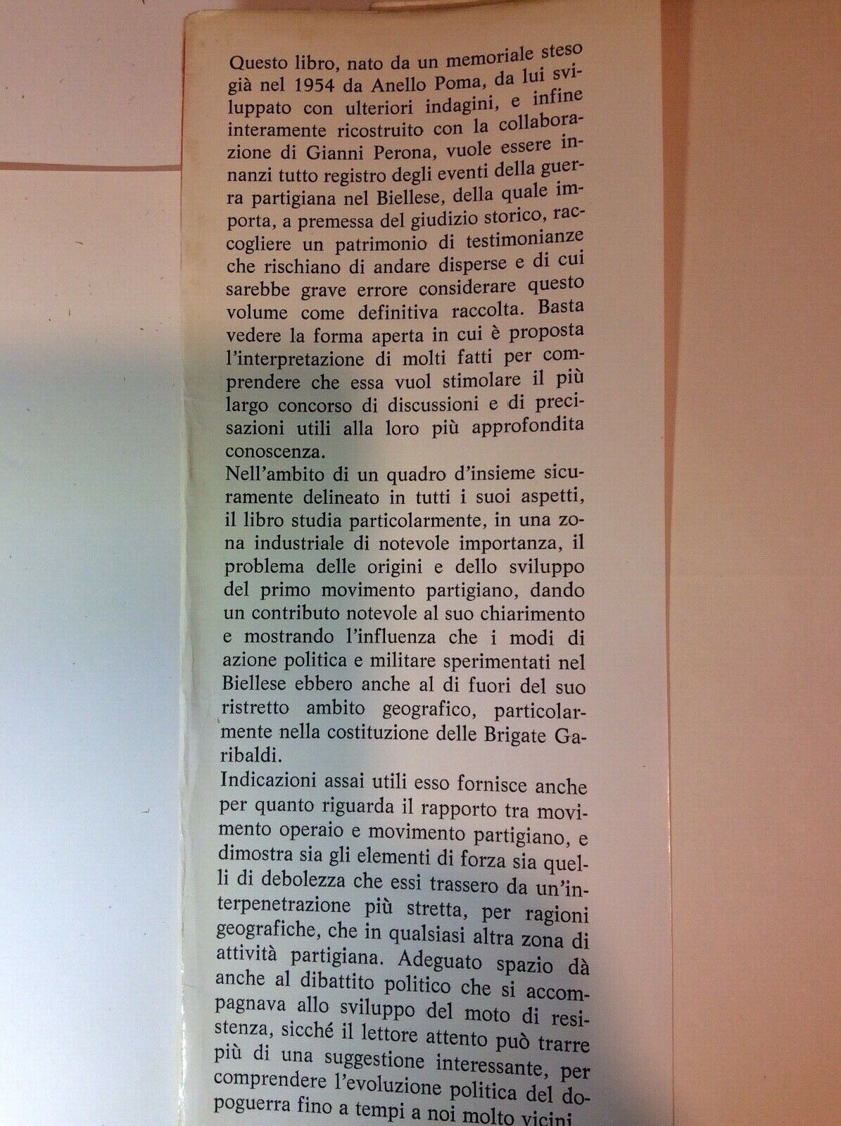 LA RESISTENZA NEL BIELLESE, ANELLO POMA-GIANNI PERONA, editore GUANDA. Biella,pa