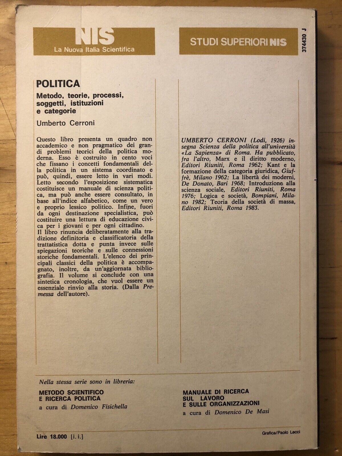 Politica, metodo. teorie, processi, soggetti, Umberto Cerroni. Scienze sociali