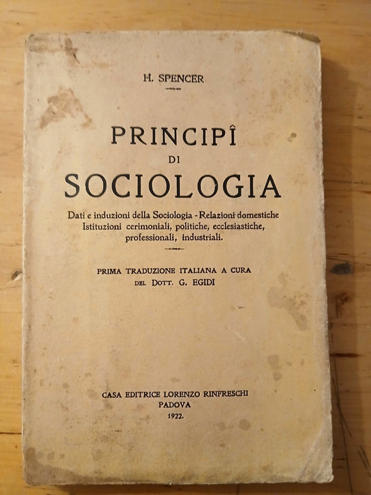 Principi di sociologia - H. Spencer - Rinfreschi ed. 1922