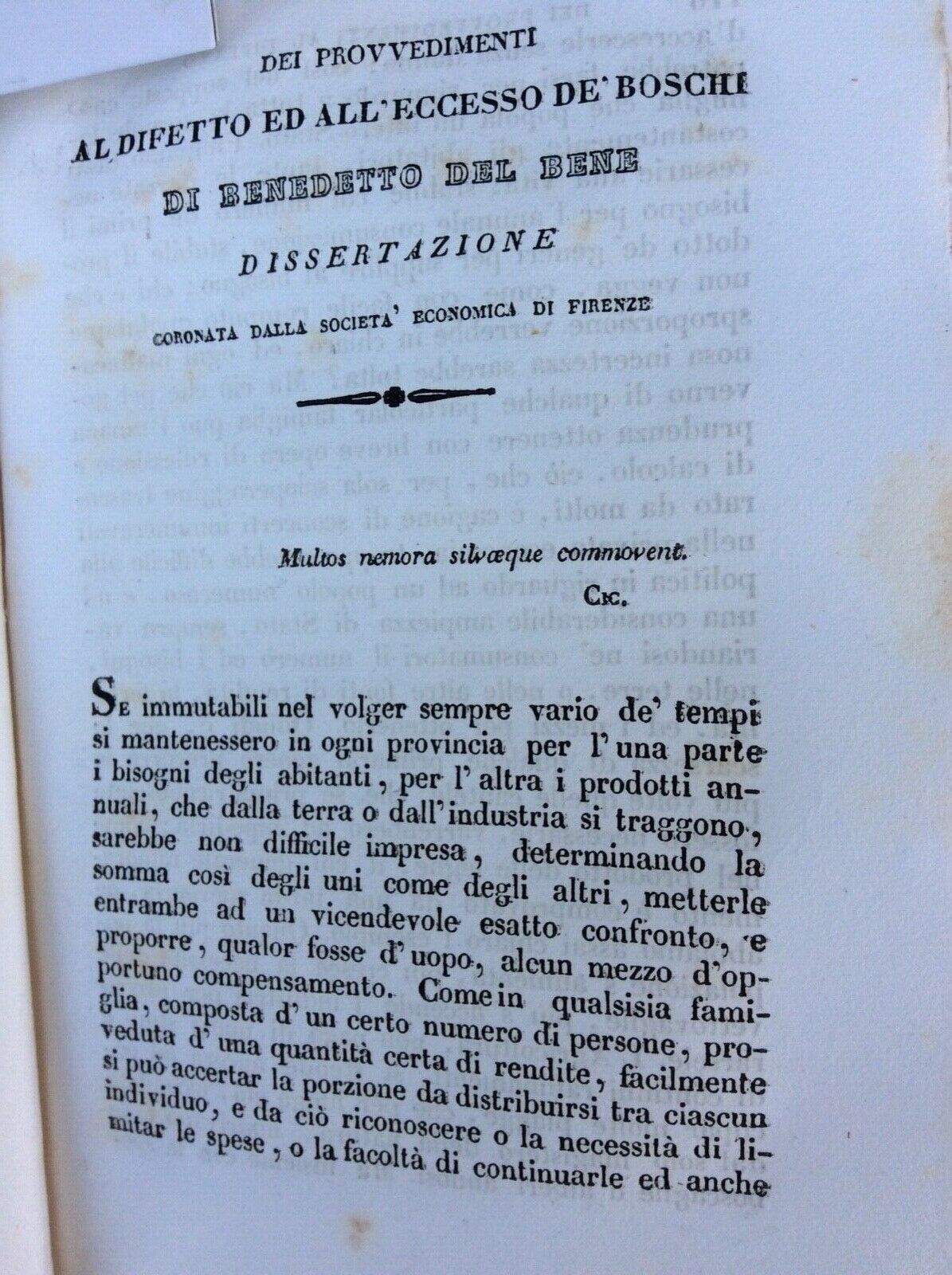 OPERE DI AGRICOLTURA, BENEDETTO DEL BENE, EDITORE SILVESTRI, 1850