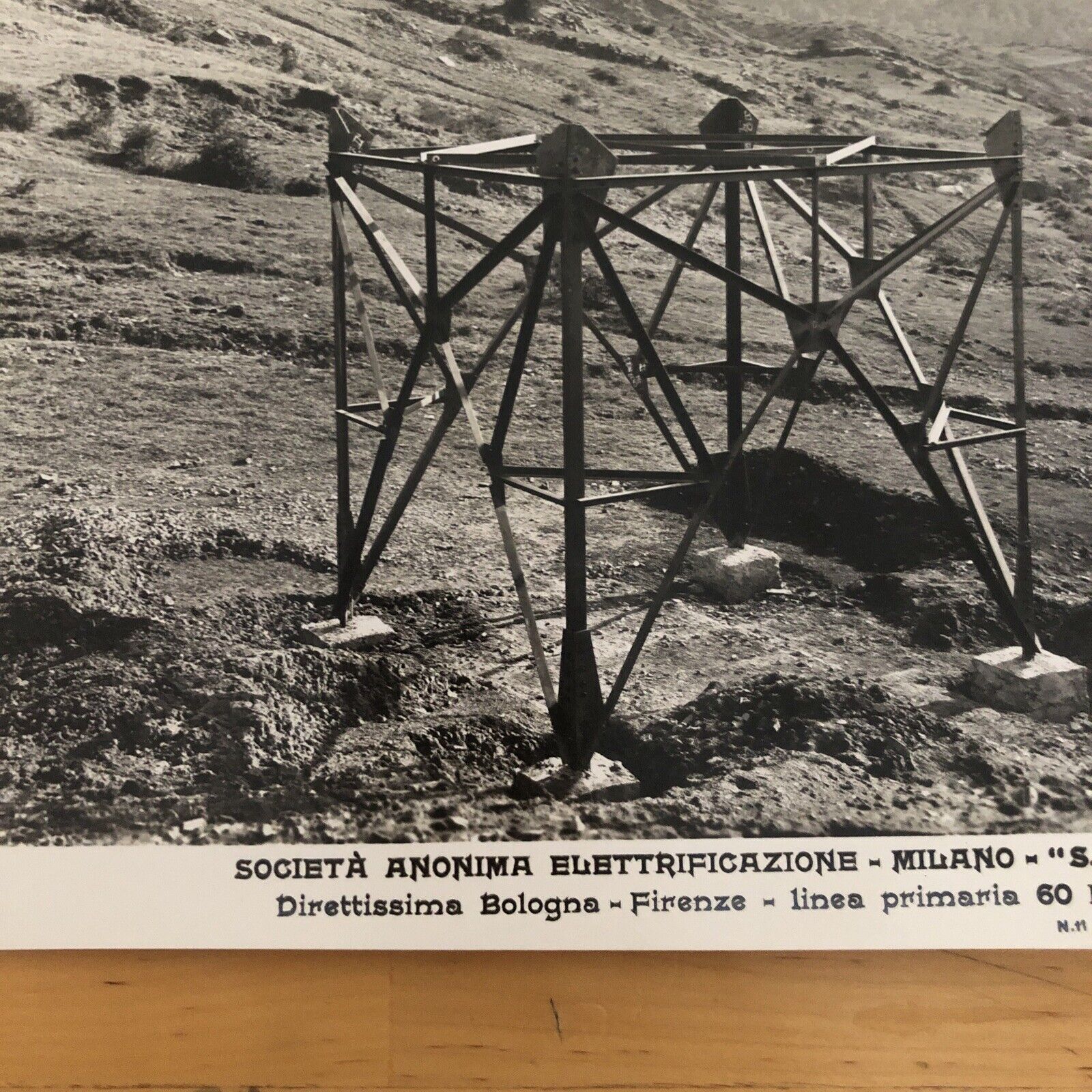 FERROVIE fotografia originale 1931, dirett. Bologna Firenze. elettrificazione