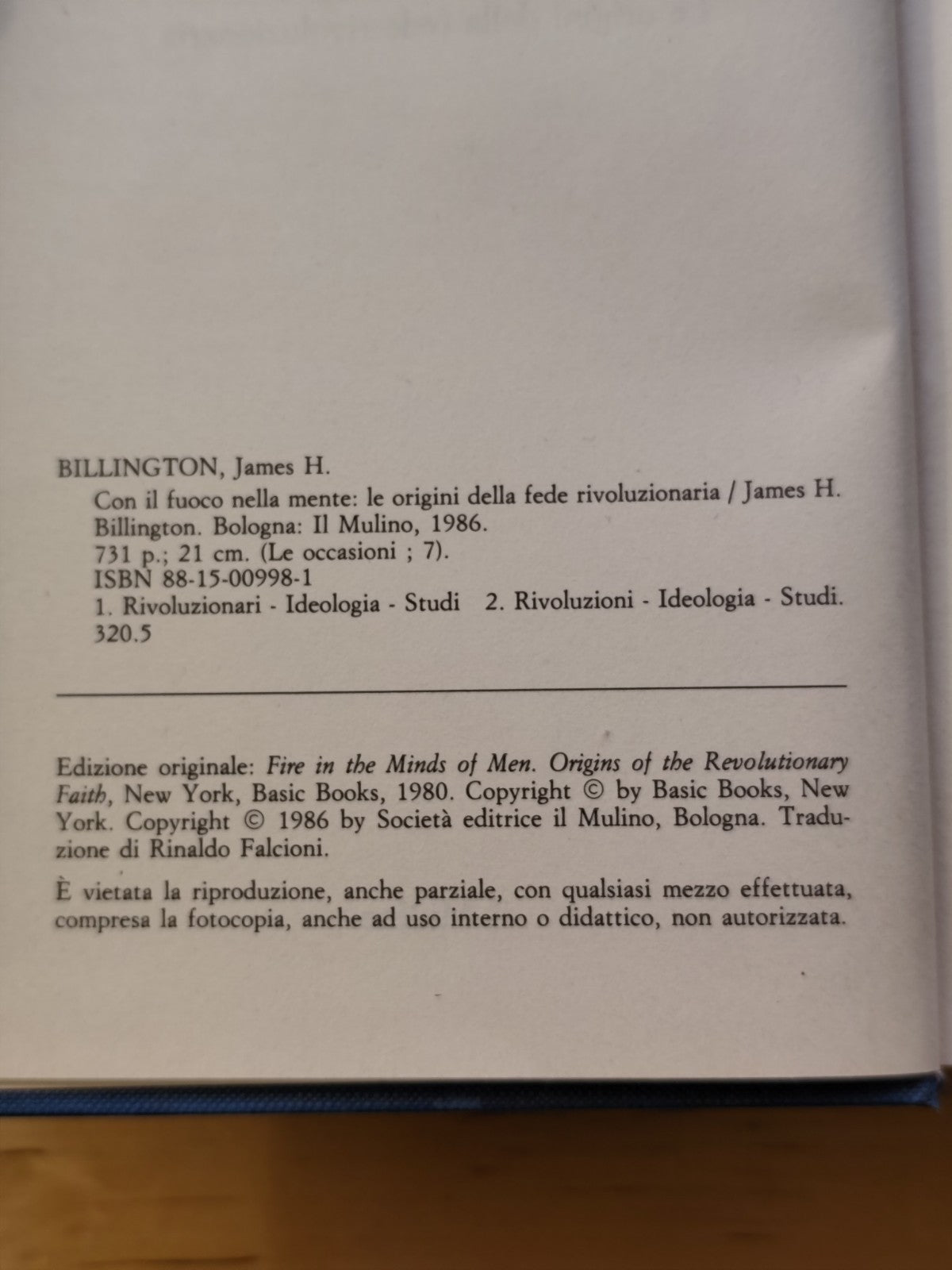 Con il fuoco nella mente - James H. Billington, il Mulino 1986