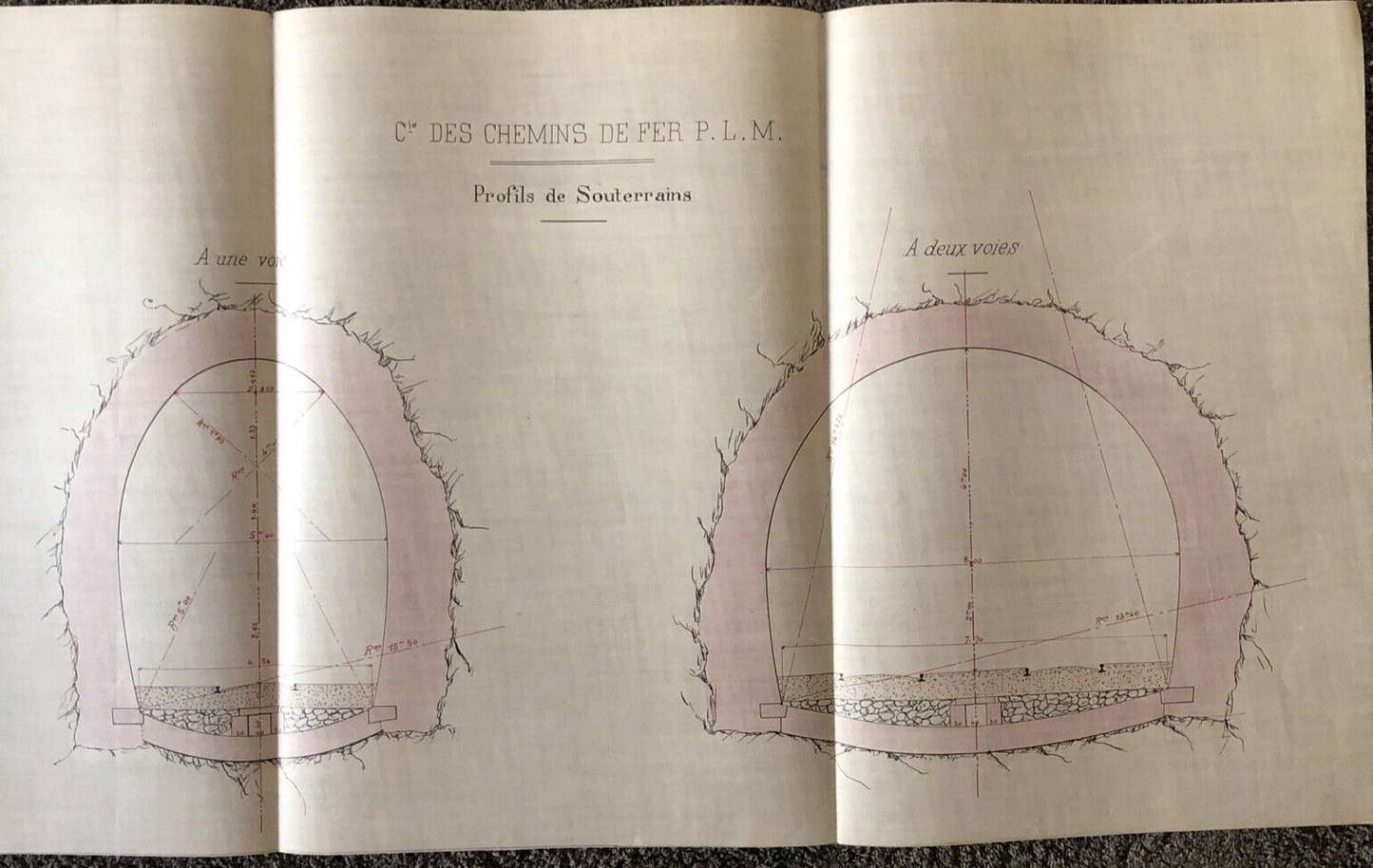 FERROVIE - CHEMIND DE FER profils de souterrains, a une voie - a deux voies