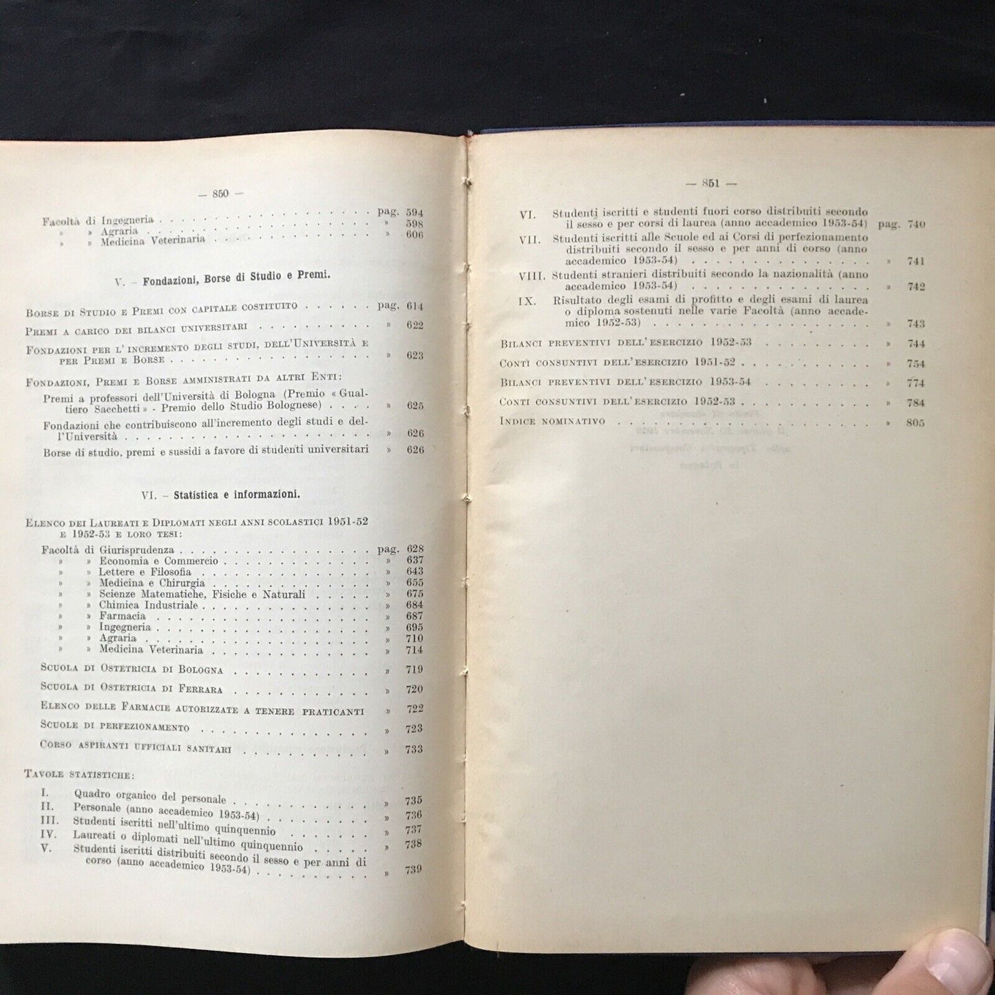UNIVERSITÀ DI BOLOGNA - Annuario 1952-53 1953-54