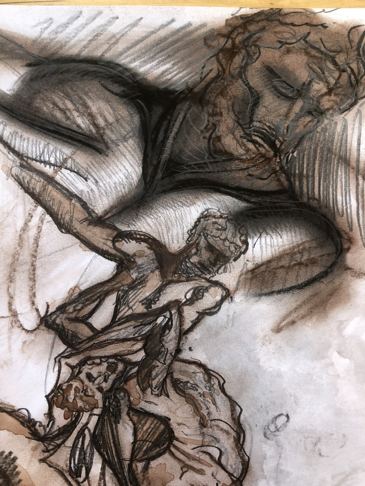 Disegno carboncino Studio Scultura Classica, Giambologna schizzo bozzetto a mano