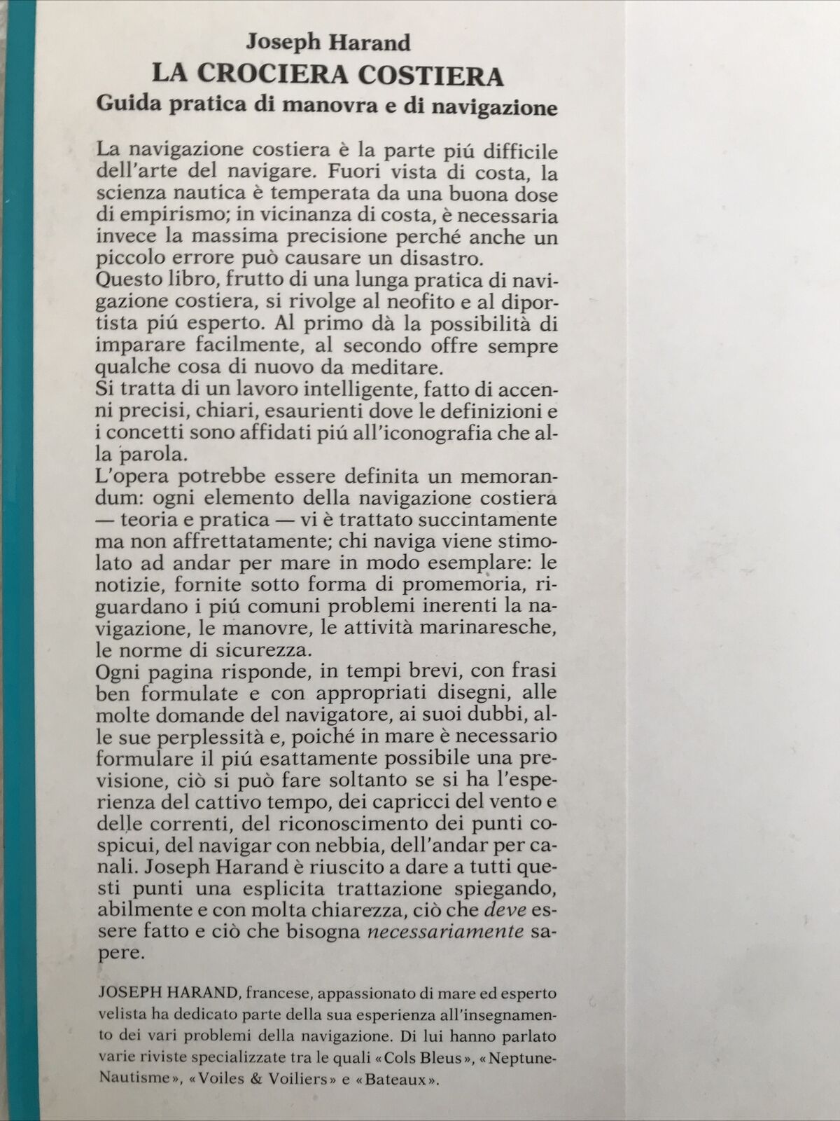 LA CROCIERA COSTIERA, Guida pratica di manovra e navigazione, J. Harand, Mursia