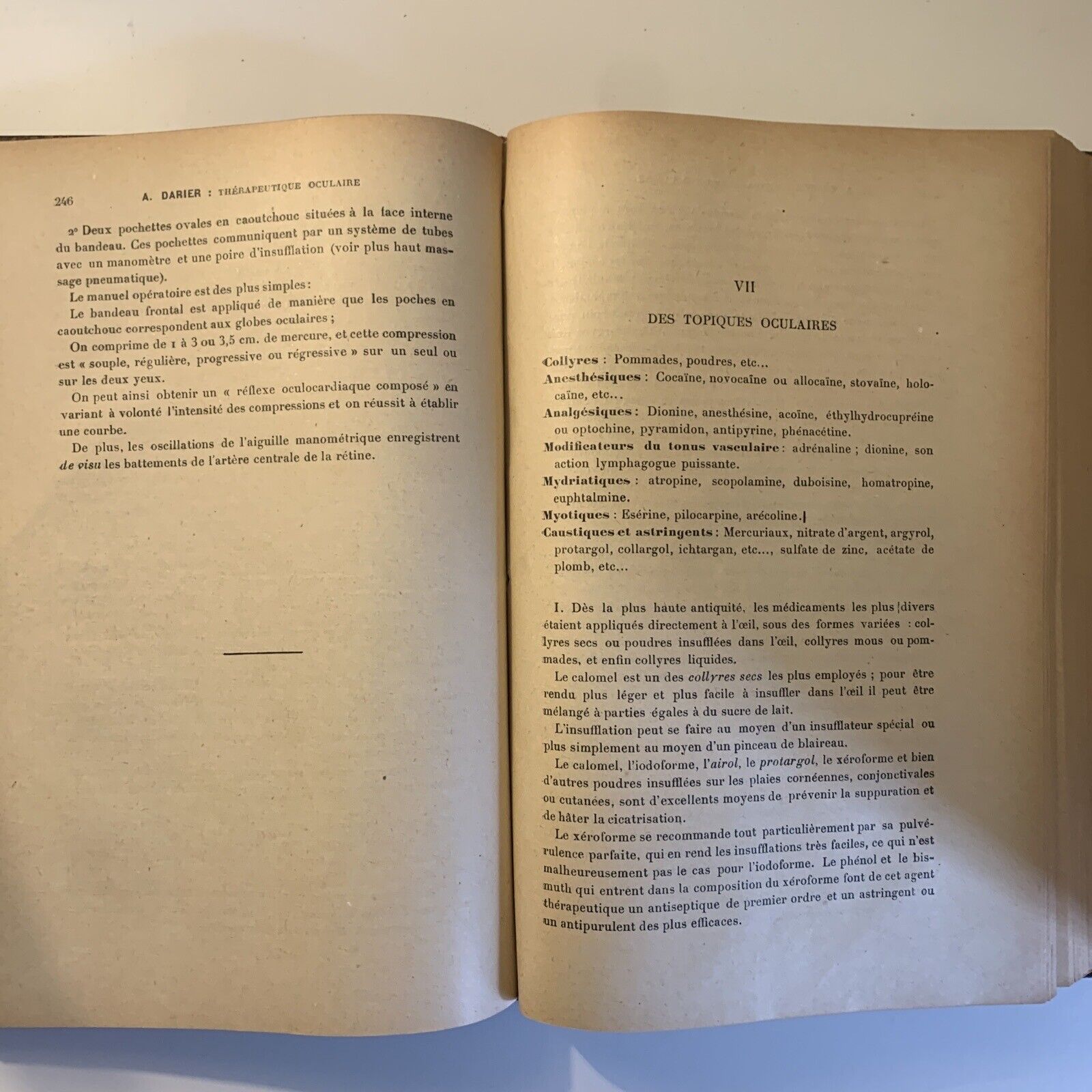 TRAITÉ COMPLET de THÉRAPEUTIQUE OCULAIRE - Dr A. Darier. Jouve Cia Éditeurs 1921