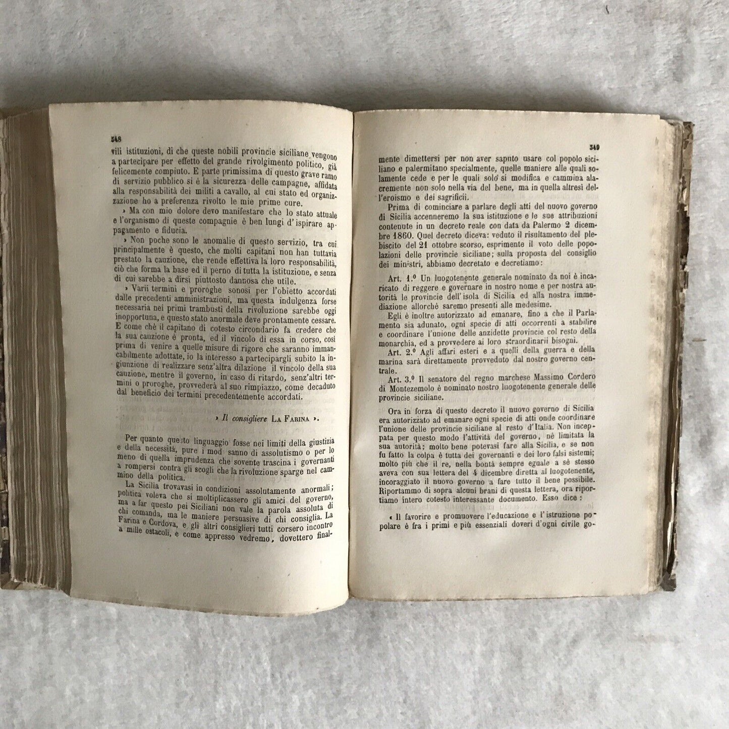 STORIA DELL'INSURREZIONE SICILIANA, Giovanni la Cecilia, Sanvito 1861 - Vol 2