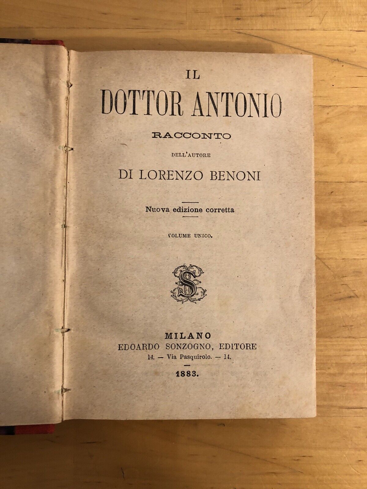 IL DOTTOR ANTONIO - LORENZO BENONI, SONZOGNO 1883