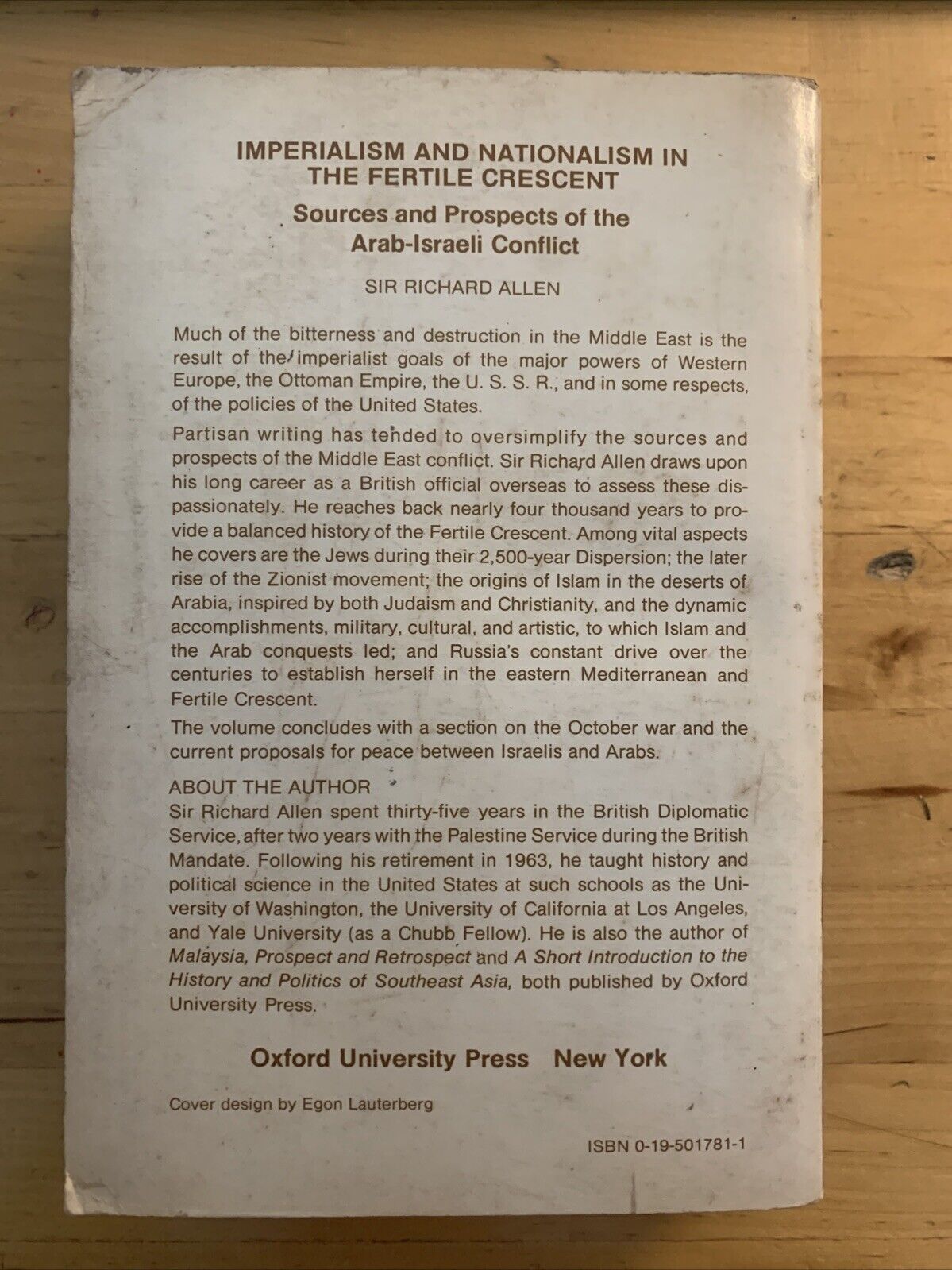 Imperialism and Nationalism in the fertile Crescent, Arab-Israeli Conflict Allen