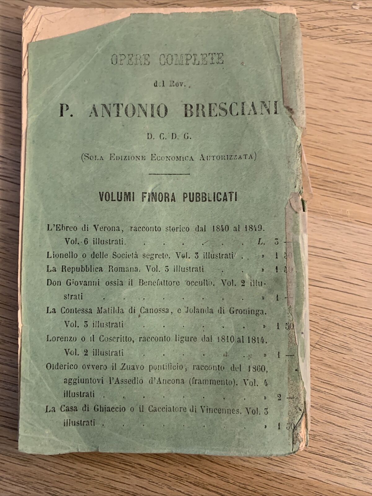 UBALDO ED IRENE  racconti dal 1790 al 1814 - ANTONIO BRESCIANI volume primo 1872