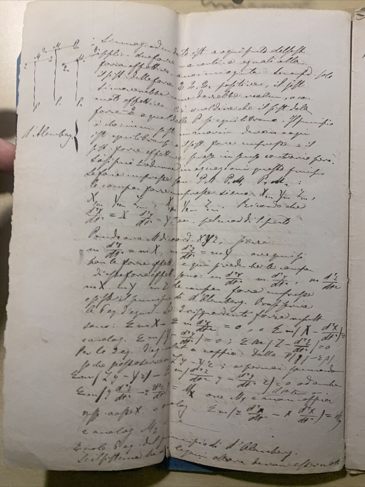 Antico Manoscritto Università di Pavia 1876, Meccanica Razionale, Carlo Formenti