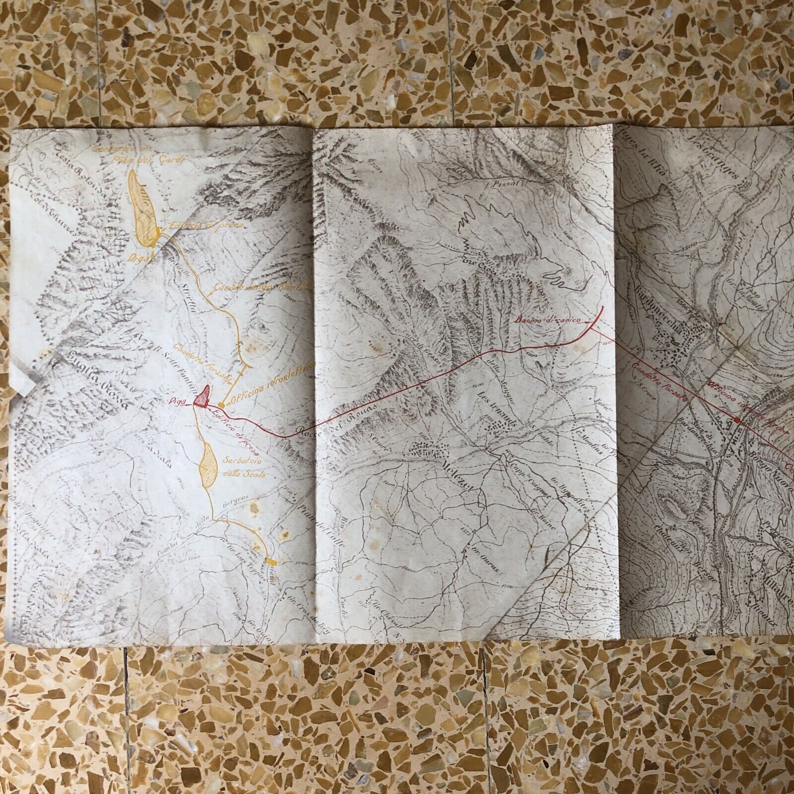 Cartografia ferrovie anni 1910 ca. BARDONECCHIA MELEZET LES GRANGES MILLAURES