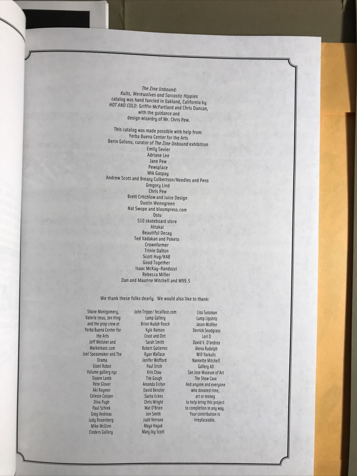 YERBA BUENA CENTER ART The Zine UnBound: Kults, Werewolves and Sarcastic Hippies