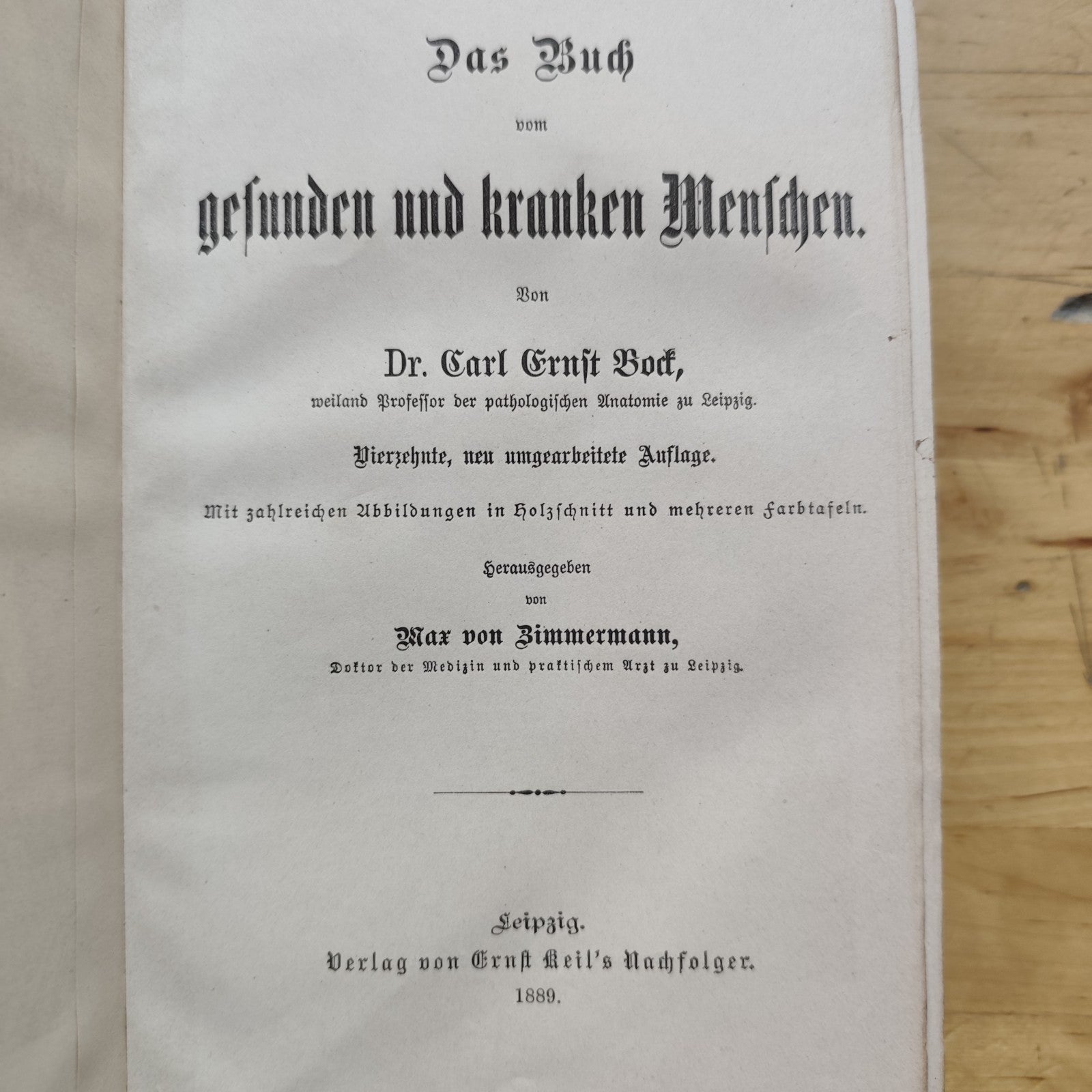 Das Buch vom Gesunden und kranken menschen - Ernst Bock 1889 Antico testo medico