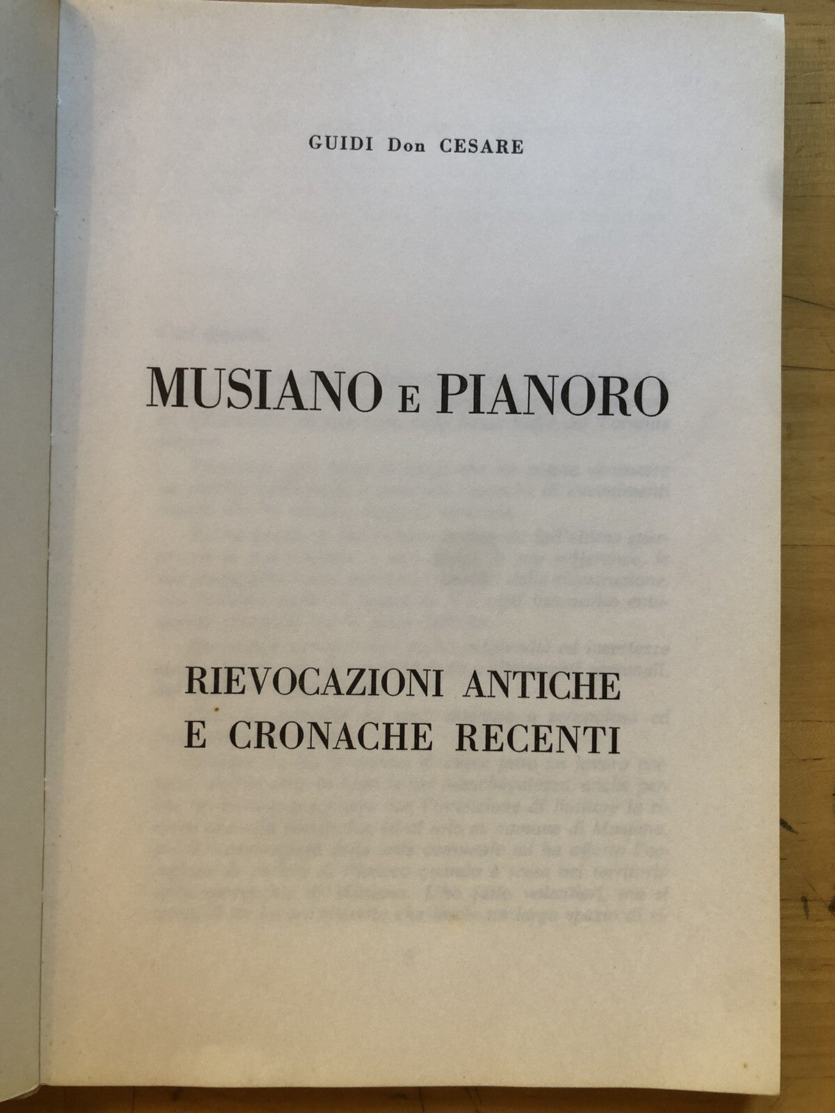 Musiano e Pianoro, Guidi Don Cesare. Rievocazioni antiche e cronache recenti
