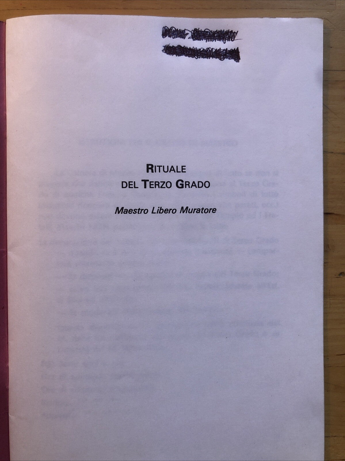 Rituale del terzo grado di Maestro libero muratore Massoneria Italiana 1992