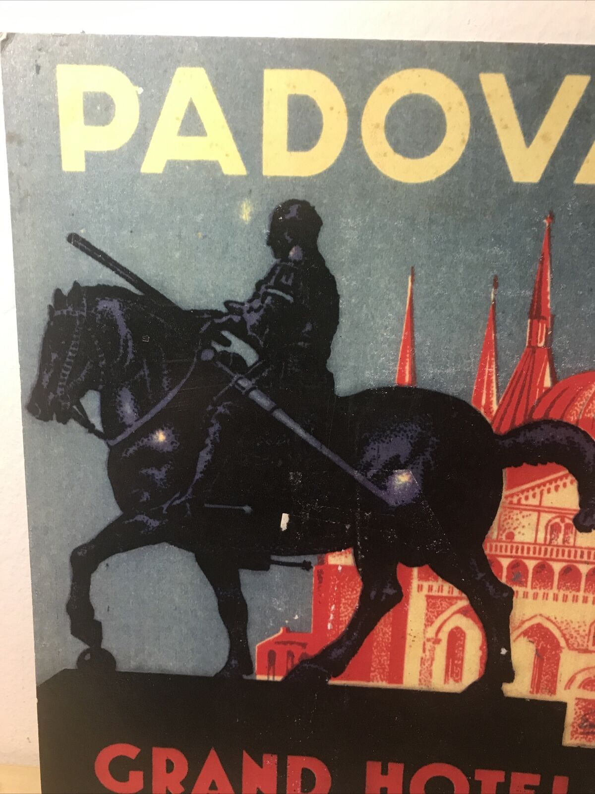 GRAND HOTEL STORIONE PADOVA - albergo Targa pubblicitaria Vintage