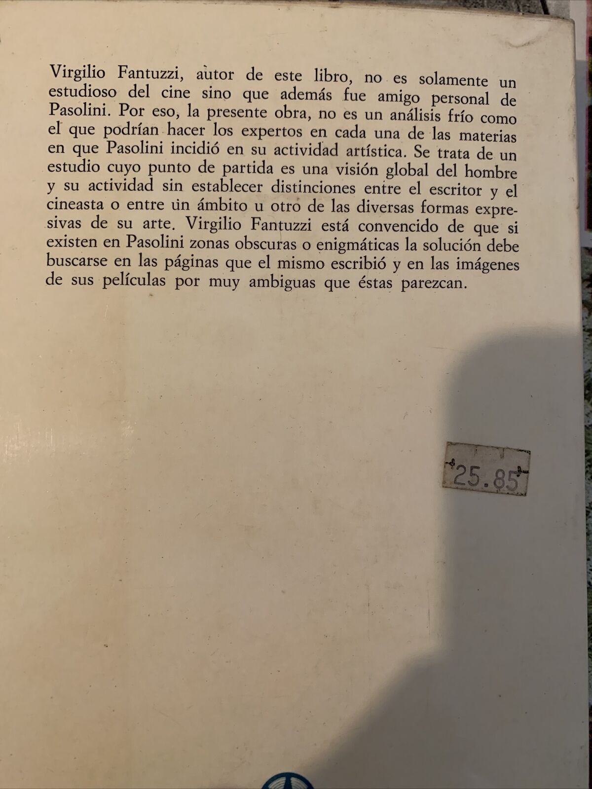PIER PAOLO PASOLINI - VIRGILIO FANTUZZI. Mensajero ( lingua spagnola) 1978