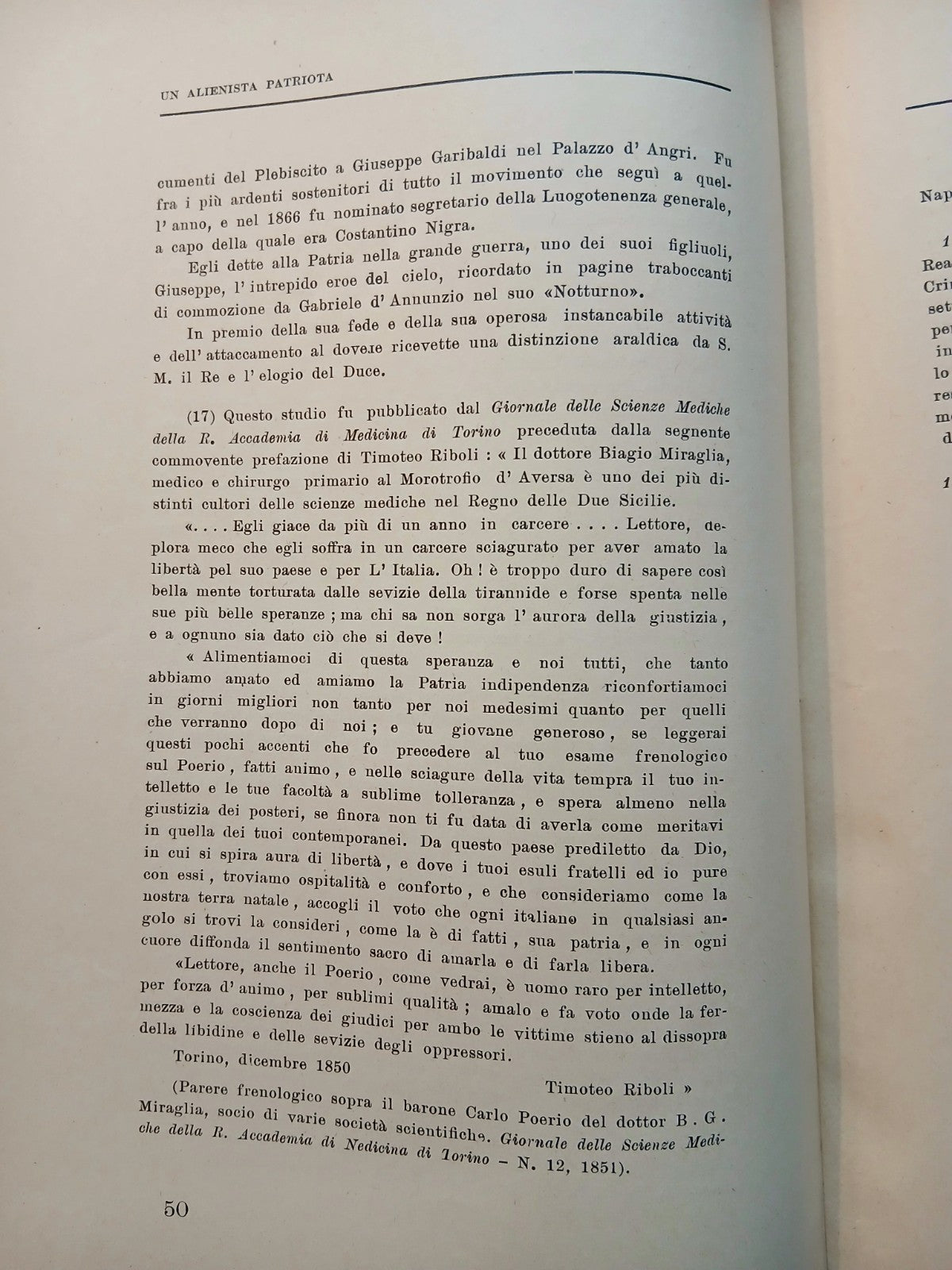 Un alienista patriota - Biagio Miraglia, La Pegna - scuola Tip. Villa Russo 1936